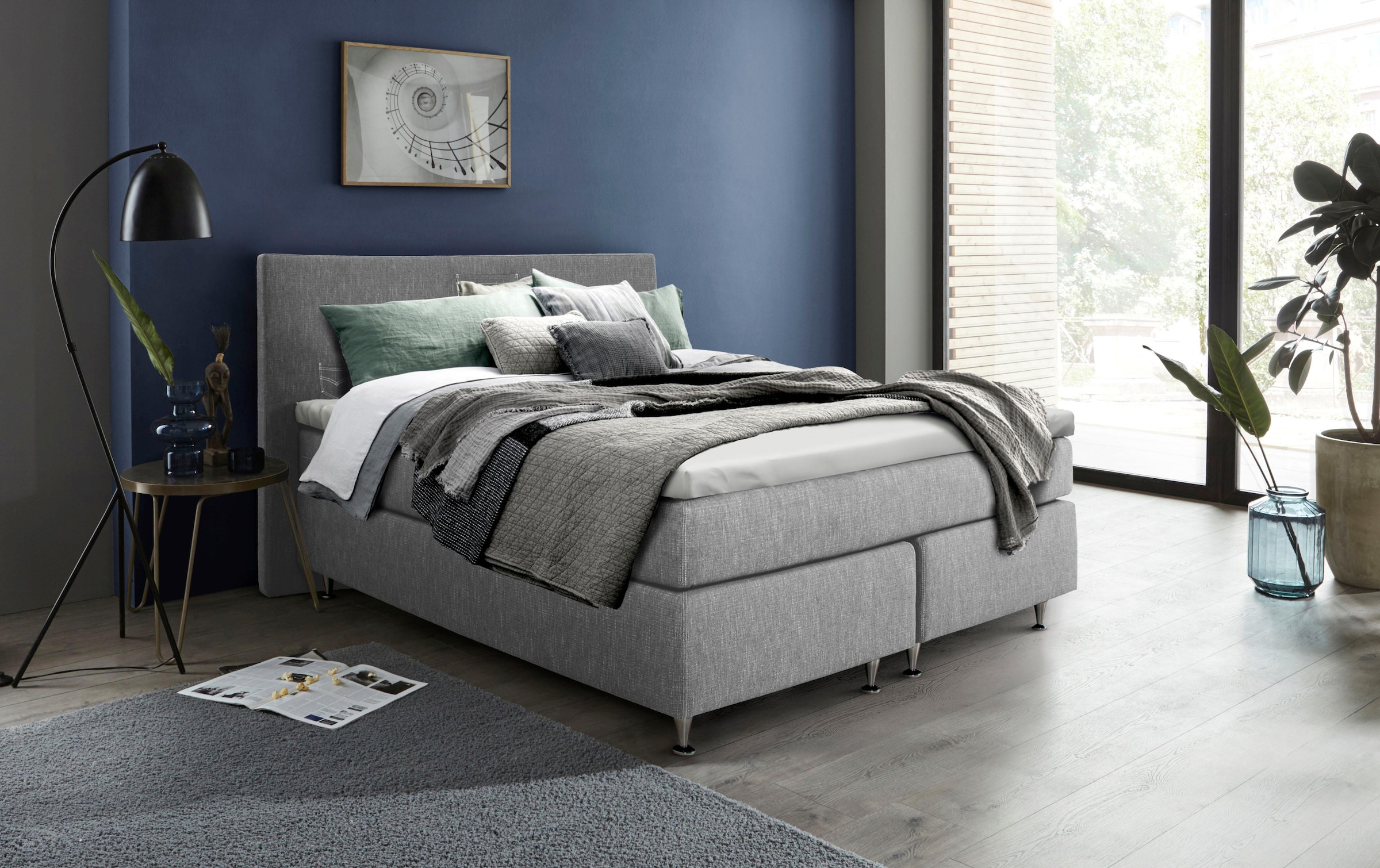 Boxspringbett »Zahara«, inkl. Topper, besonderes Highlight: aufgenähten Jeanstaschen -...