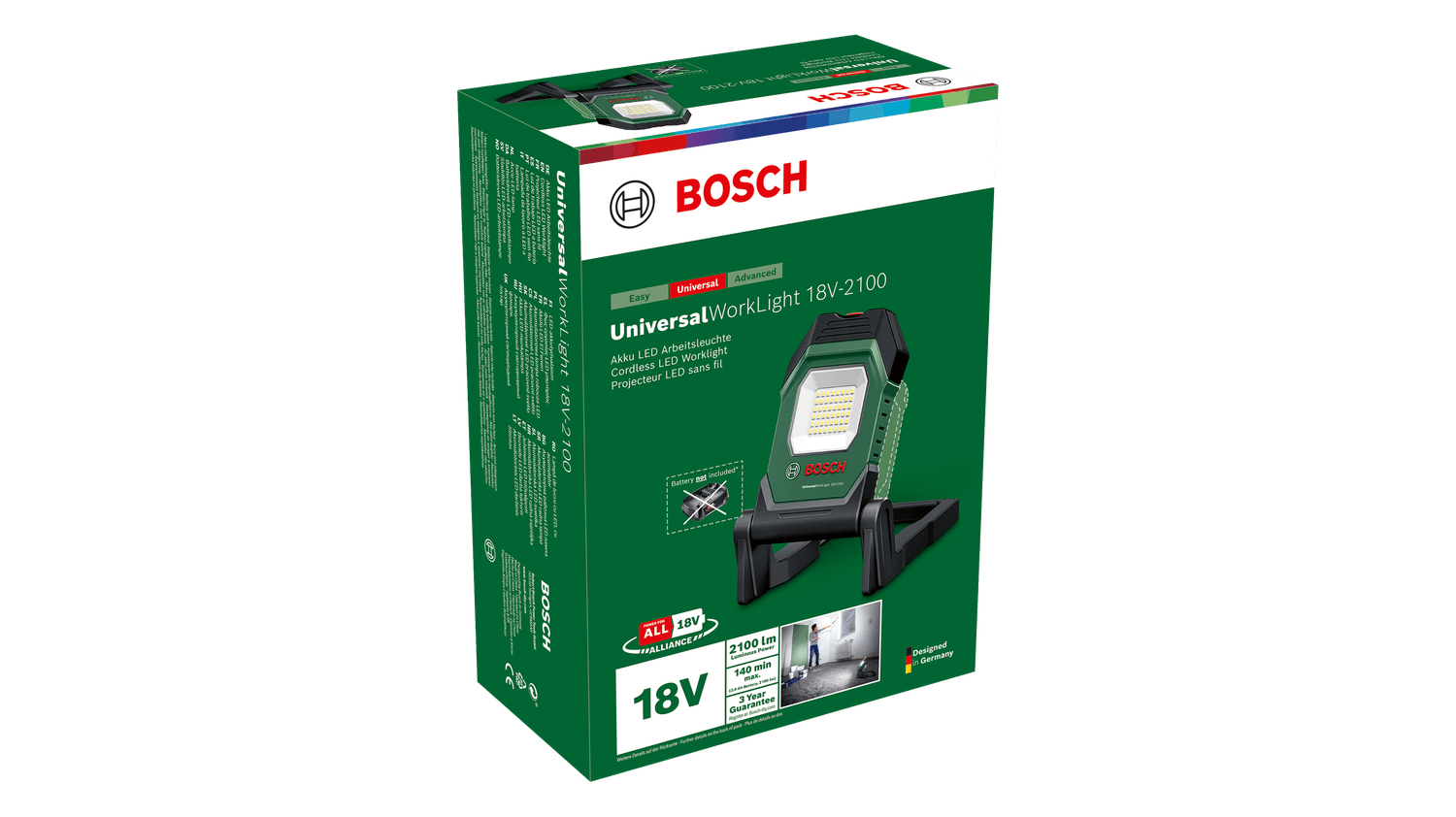 Bosch Home & Garden Arbeitsleuchte »Akku-LED-Arbeitsleuchte »UniversalWorkLight 18V-2100««, Leistungsstarke und flexible Arbeitsleuchte, ohne Akku, ohne Ladegerät