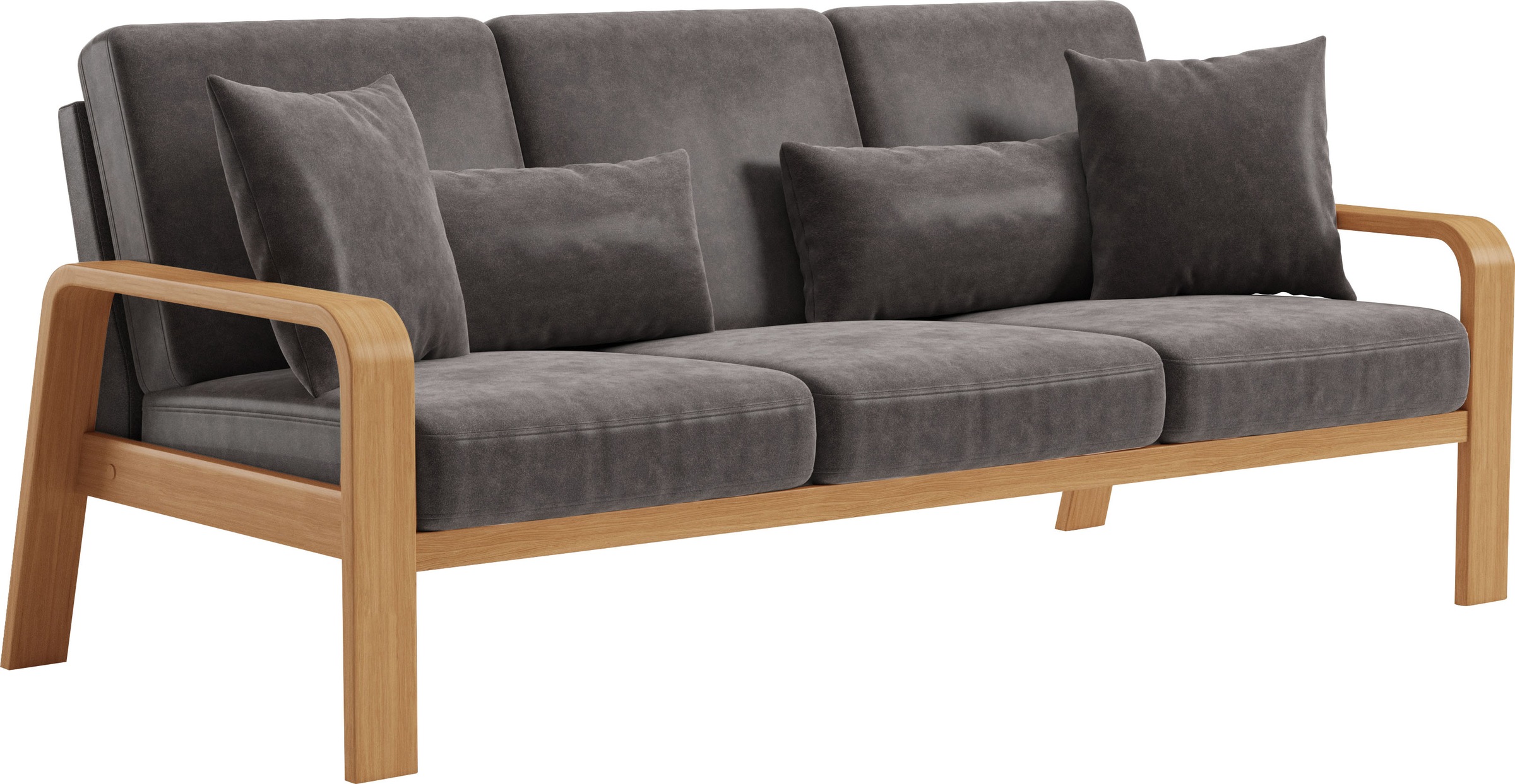 sit&more 3-Sitzer »Kolding«, Armlehnen aus eichefarbigem Buchenholz, verschiedene Bezüge und Farben