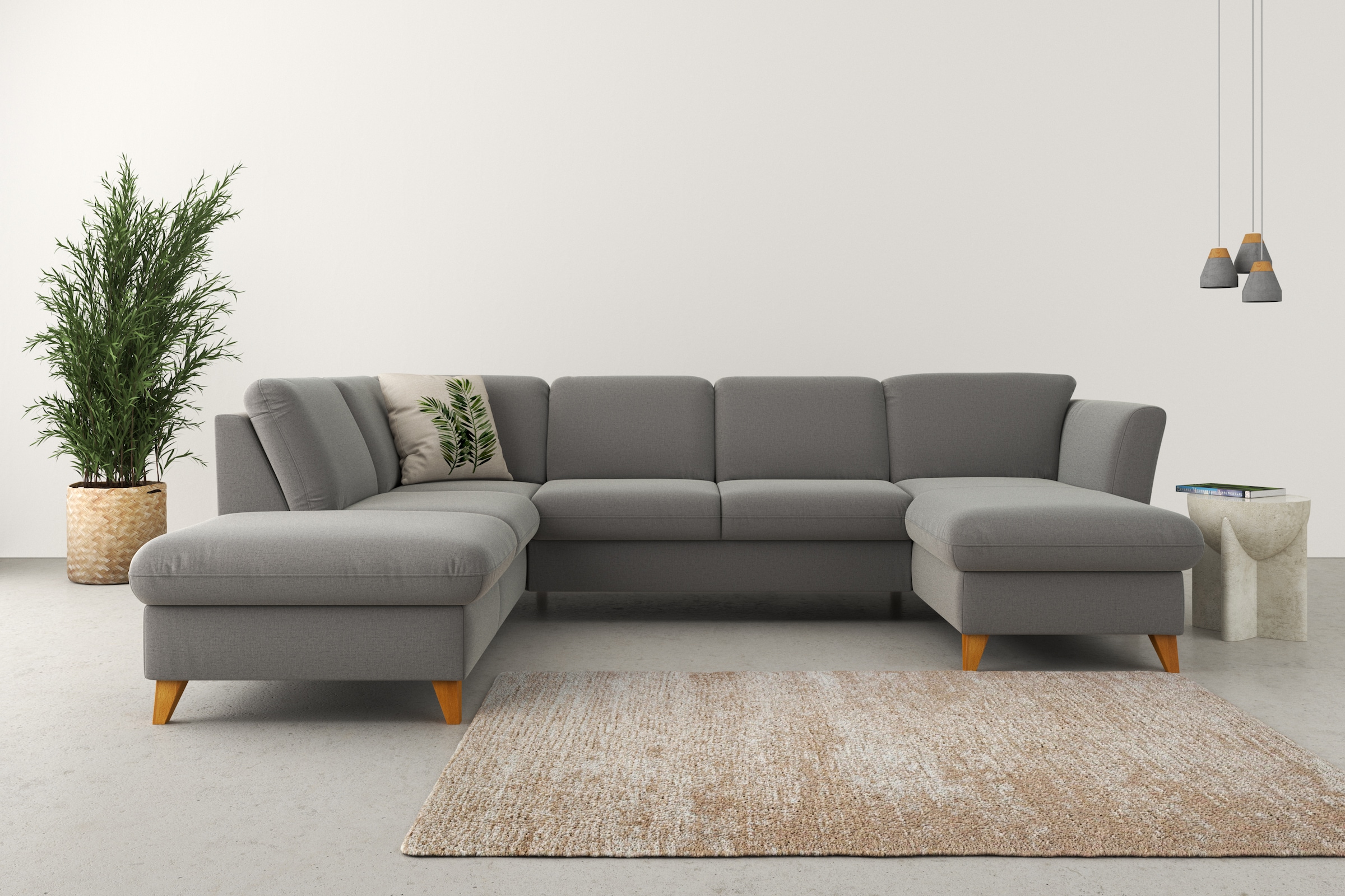 Home affaire Wohnlandschaft »Trelleborg U-Form«, Federkern-Polsterung, wahlweise mit Bettfunktion und Stauraum