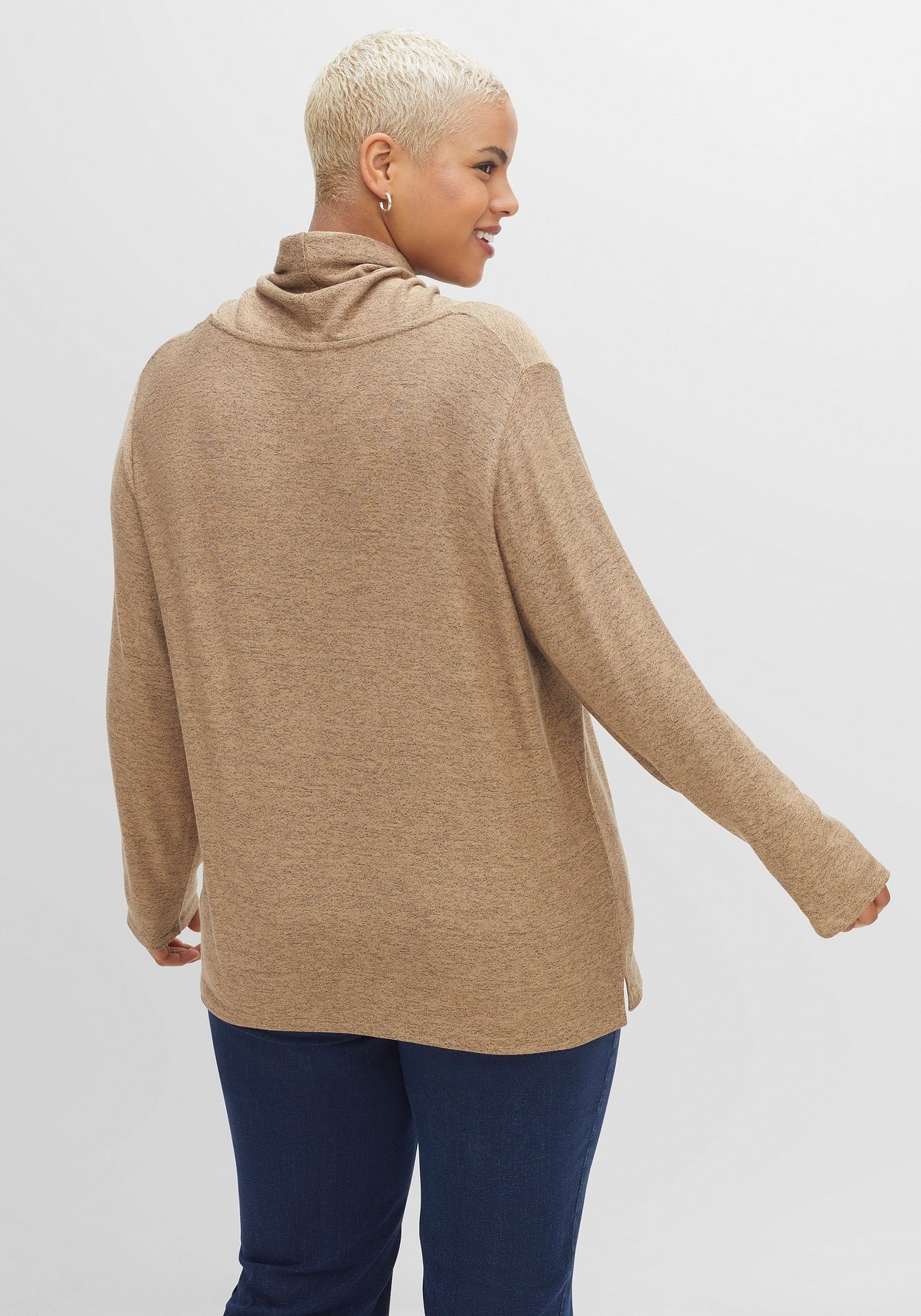 Sheego Rollkragenpullover »Pullover mit Tunnelzug am weiten Kragen«, mit Tunnelzug am weiten Kragen