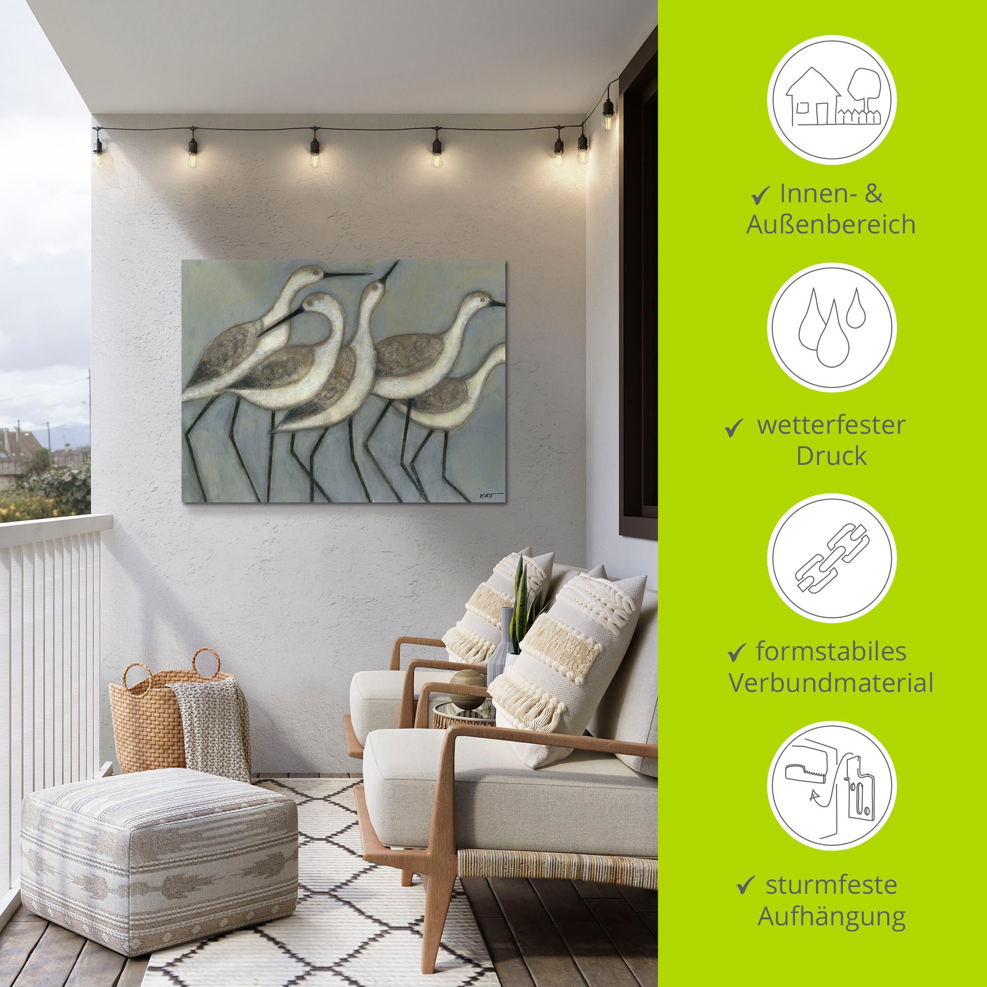 Artland Alu-Dibond-Druck »Küstenvögel II« Vögel 1 Stk. tlg. für Innen- und Außenbereich geeignet, Outdoorbild