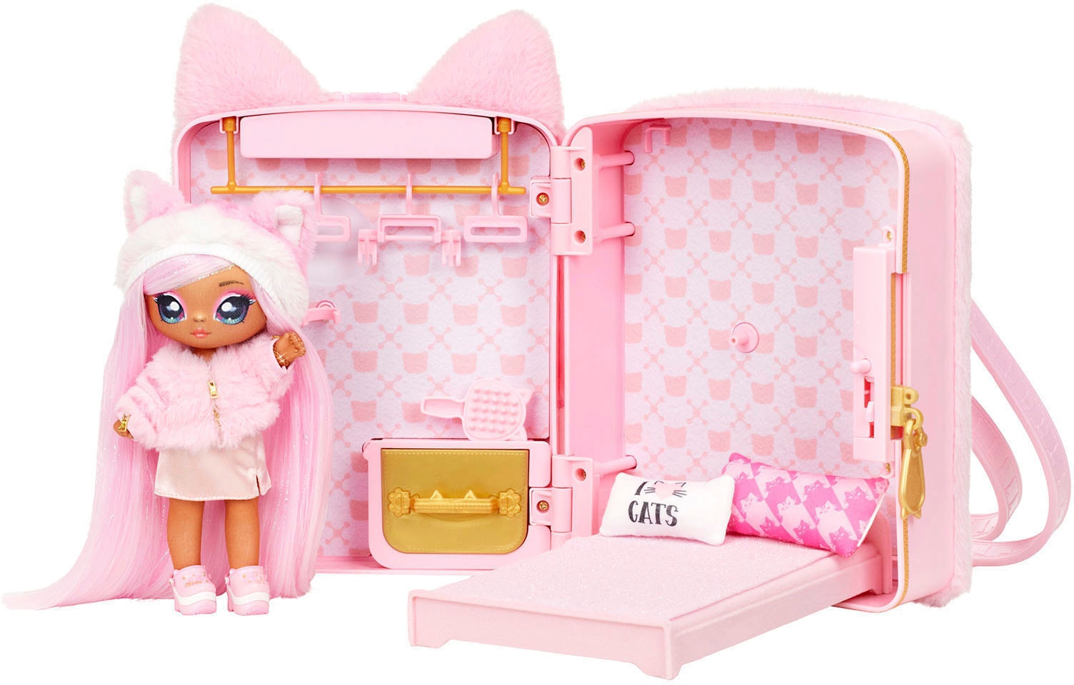 MGA ENTERTAINMENT Puppenmöbel »3in1 Backpack Bedroom Series 3 Playset - Pink Kitty«, Na!Na!Na! Surprise