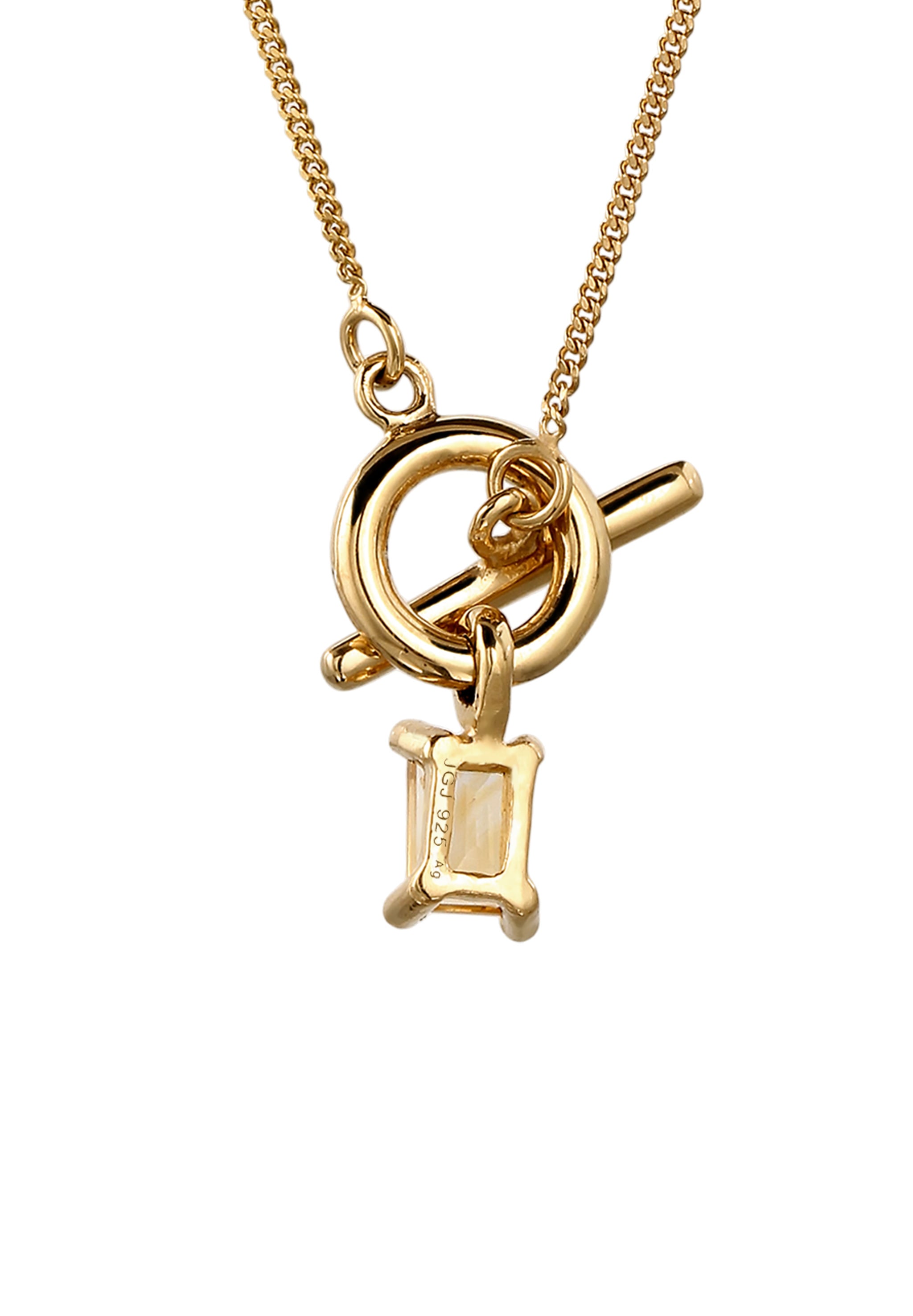 Elli Y-Kette »Halskette Knebelverschluss mit Citrin Gelb 925 Sterling Silber vergoldet«