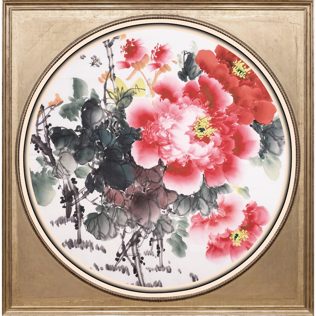 queence Acrylglasbild »Rote Blüten«