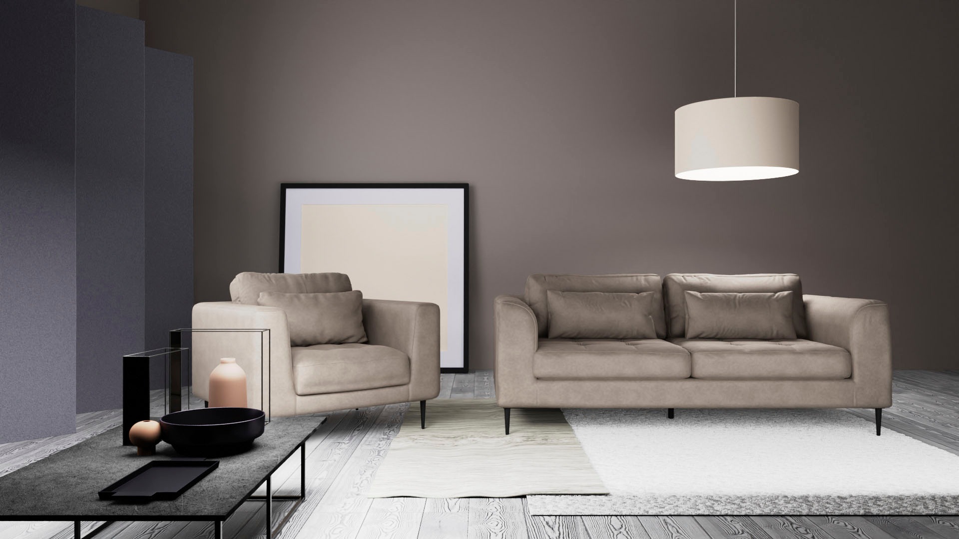 TRENDMANUFAKTUR Sessel »Luzi, Loungesessel, modern mit extra hohen Füßen«, Designsessel mit tollem Sitzkomfort, Metallfüße schwarz, Breite 96 cm