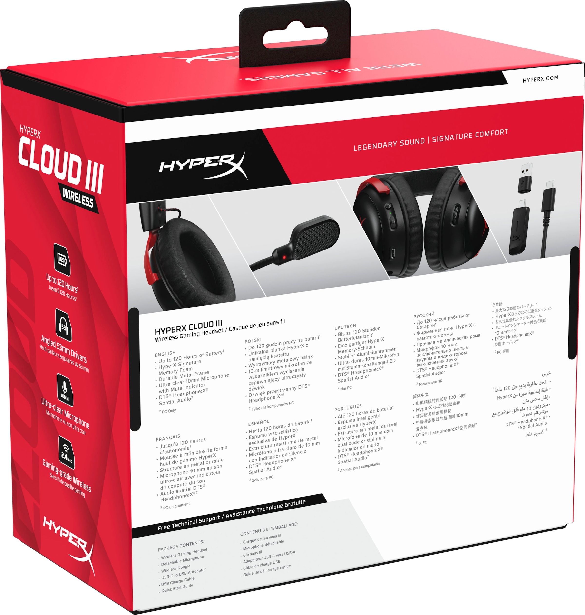 HyperX Gaming-Headset »Cloud III Wireless«, Wireless, Geräuschisolierung