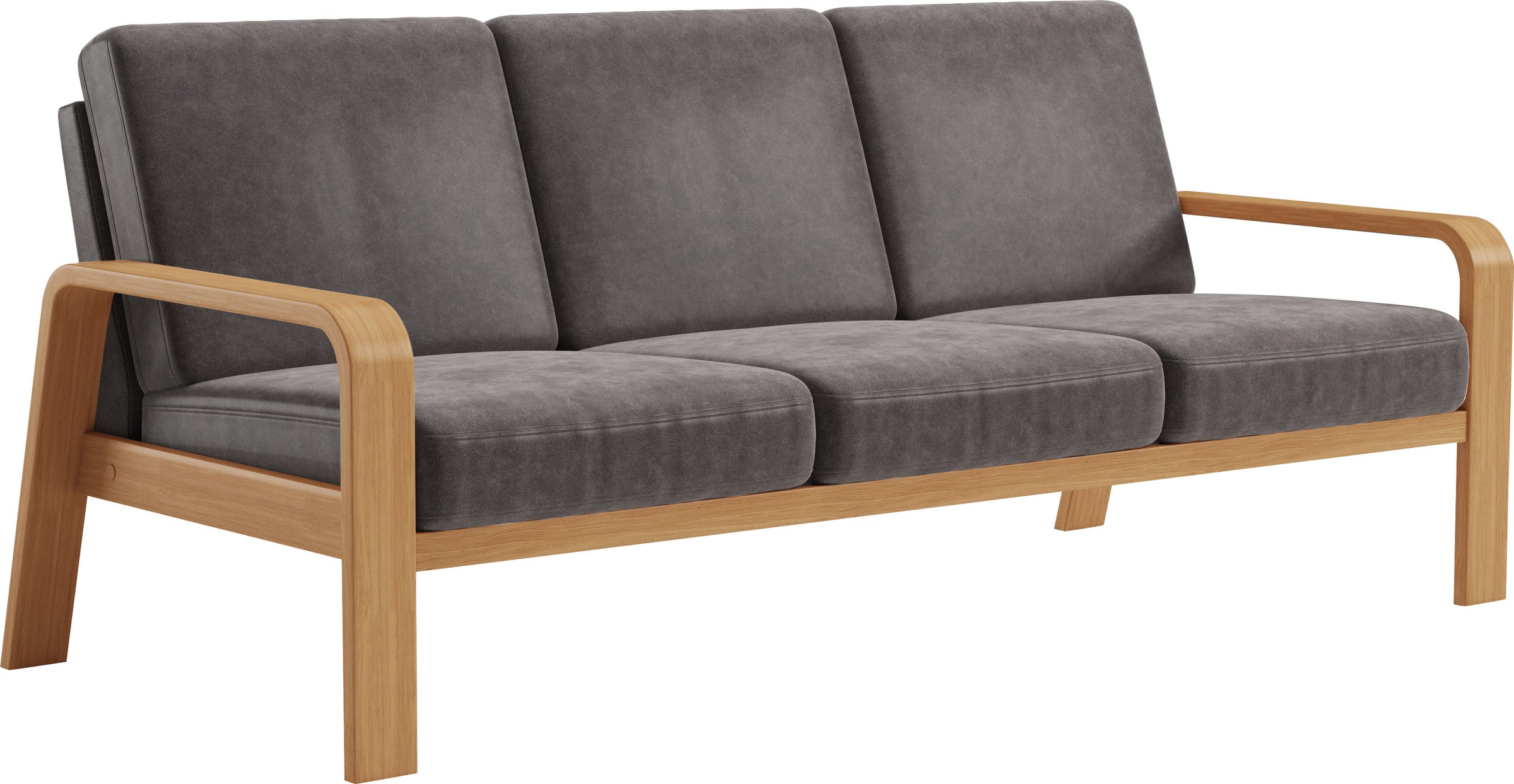 sit&more 3-Sitzer »Kolding«, Armlehnen aus eichefarbigem Buchenholz, verschiedene Bezüge und Farben