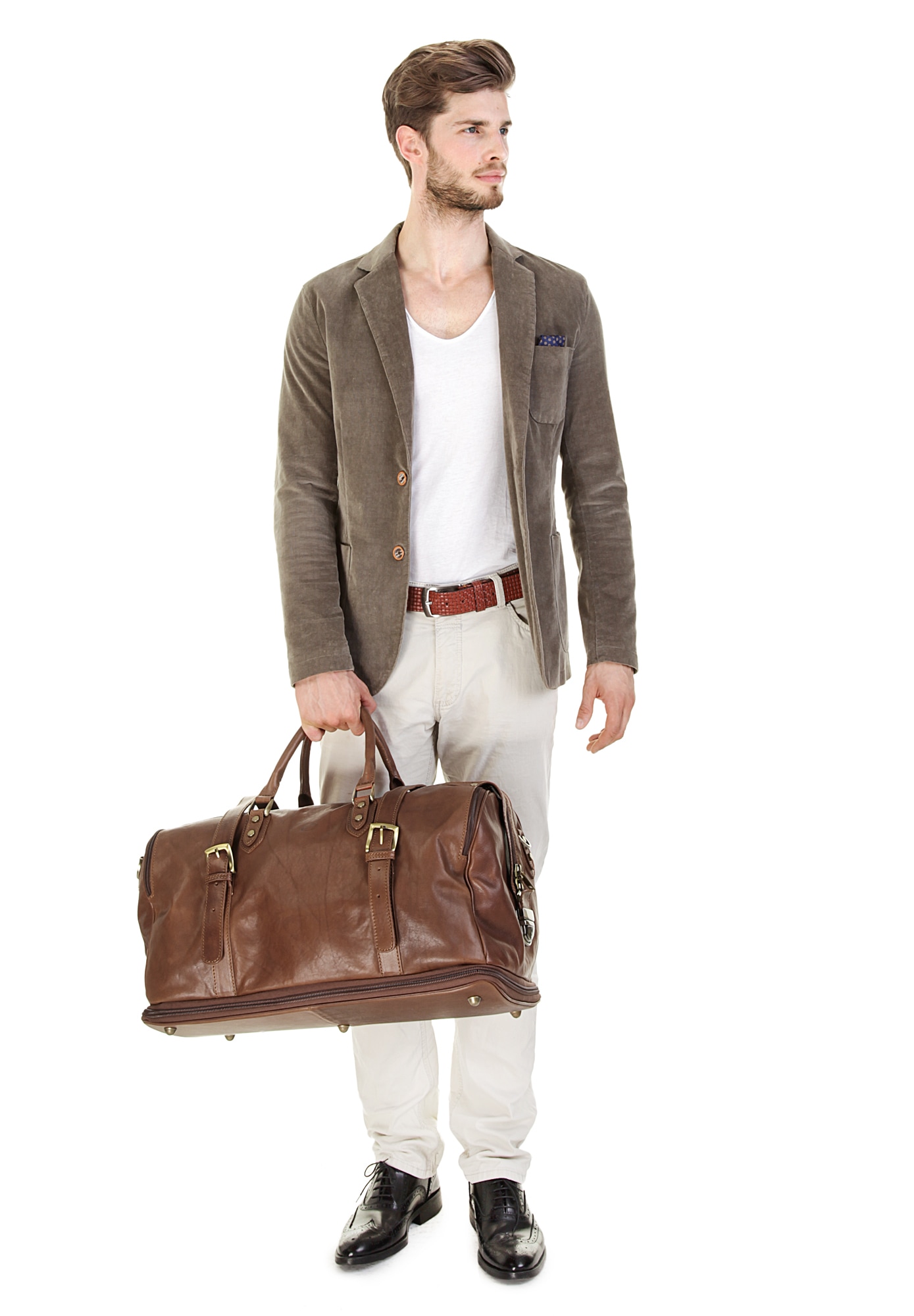 Piké Reisetasche, echt Leder, Made in Italy