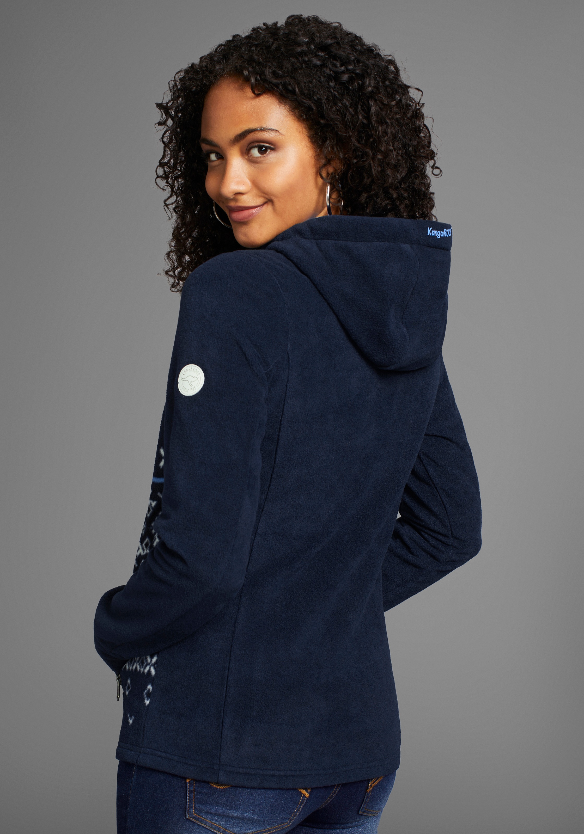 KangaROOS Fleecejacke, mit Kapuze, mit Norweger Muster