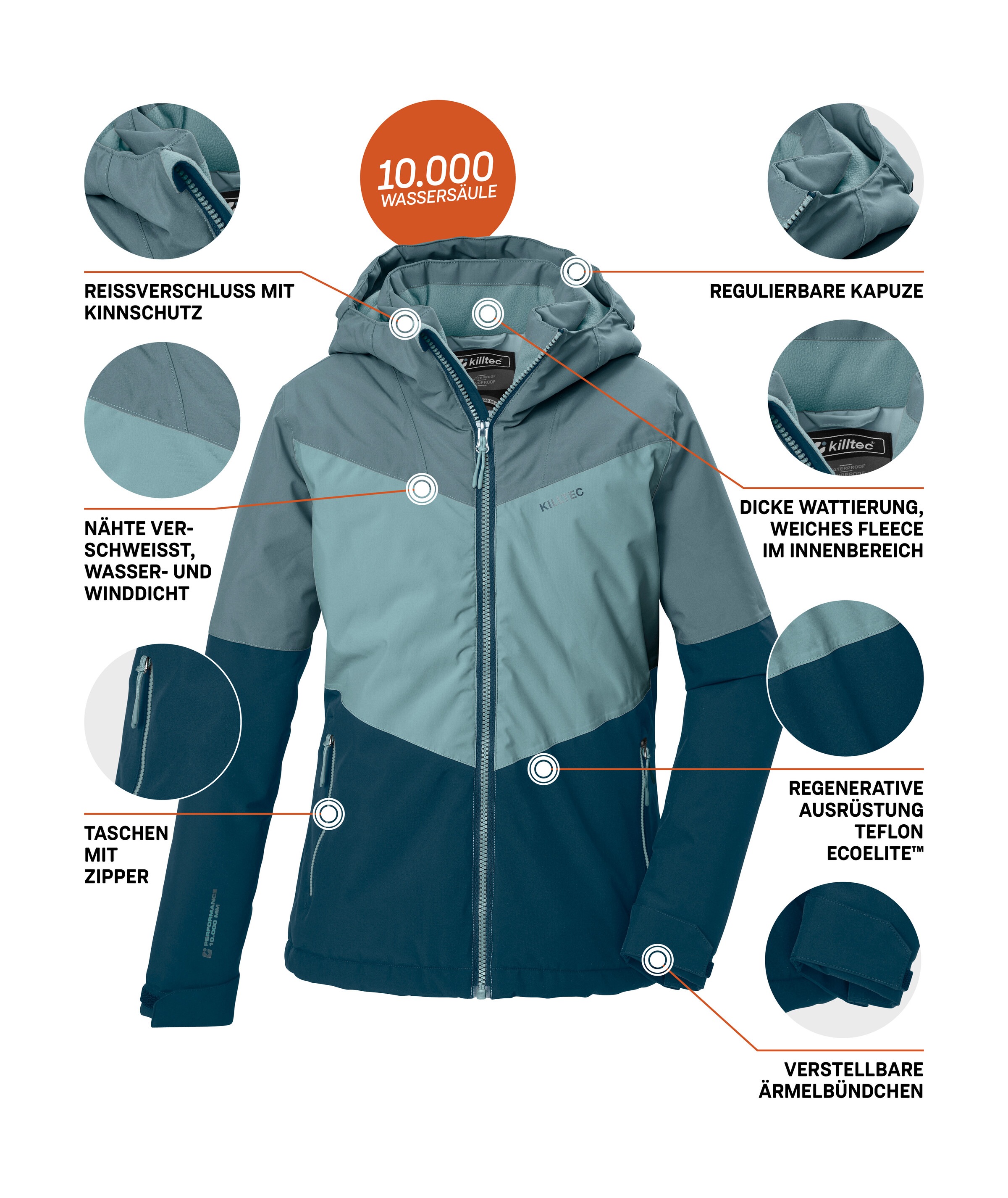 Killtec Funktionsjacke »KOW 156 GRLS JCKT« Wind- und wasserdichte Kinderjacke, reflektierend, warm wattiert