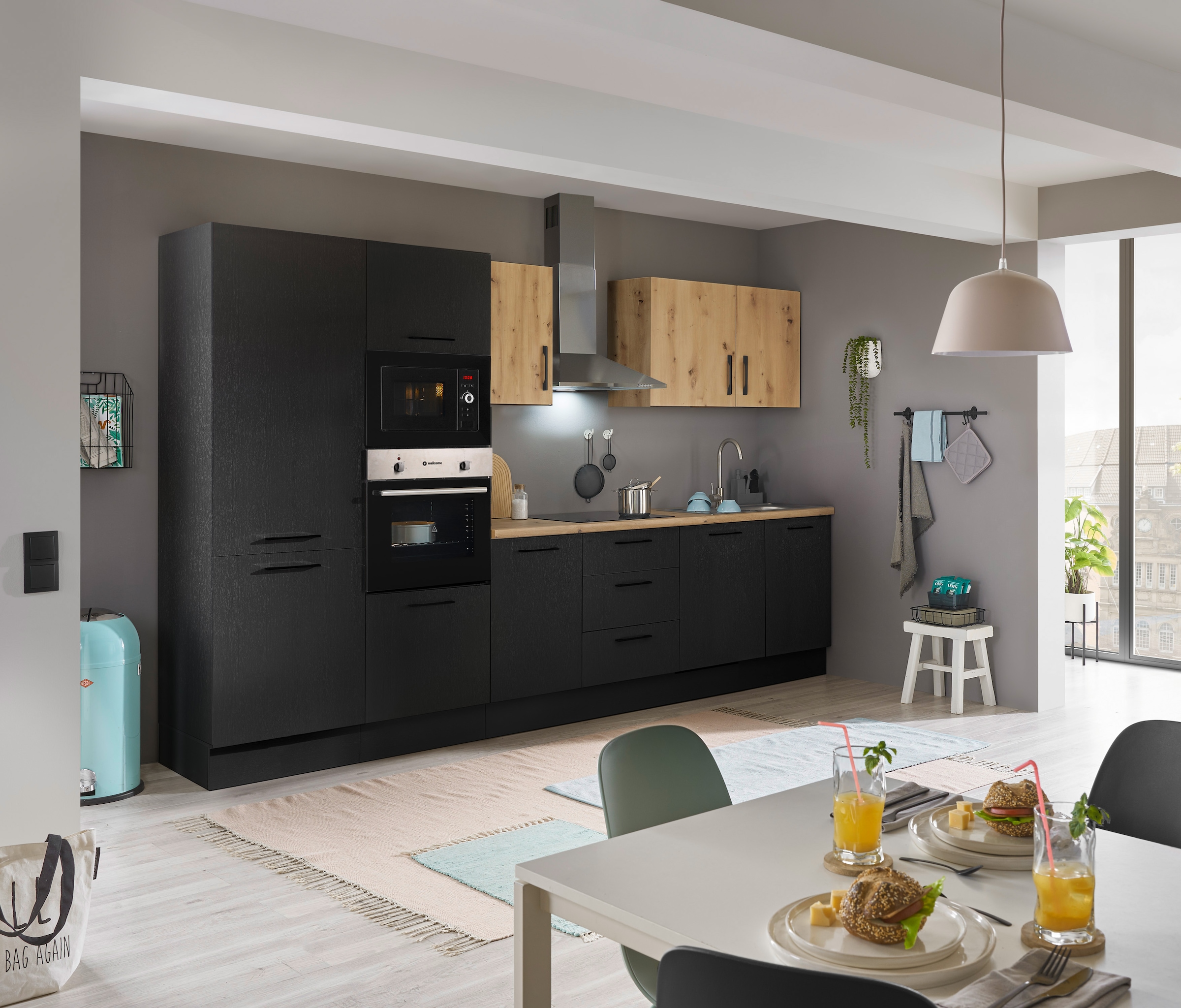 BASIC by Balculina Küchenzeile »Turin« Breite 340 cm, wahlweise mit E-Geräten