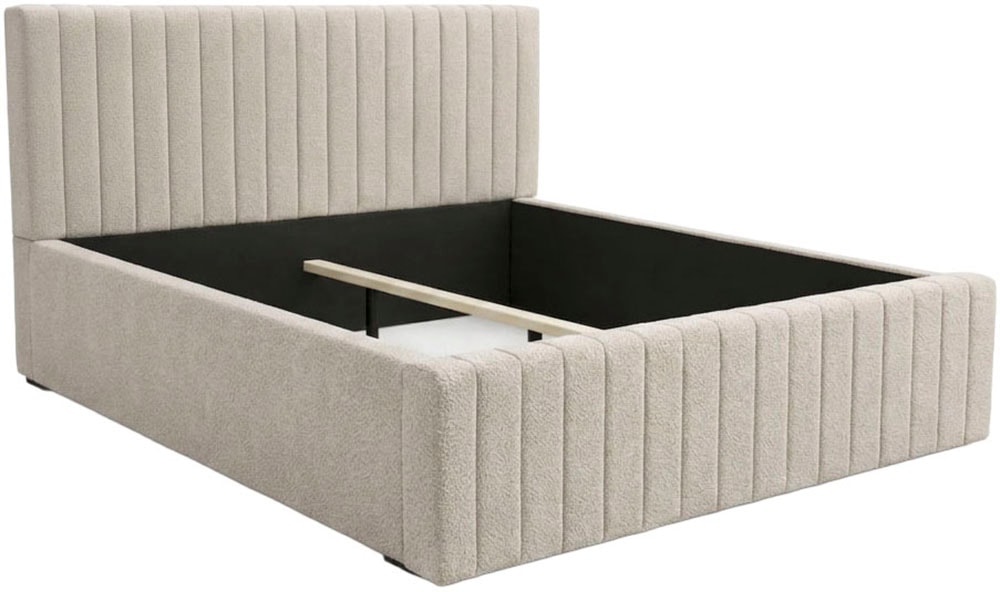 OTTO home Polsterbett »MOIVRE, vertikale Steppung in Rillenoptik, wahlweise mit Bettkasten« Stauraumbett, gepolstertes Kopfteil, ohne Matratze, modernes Design