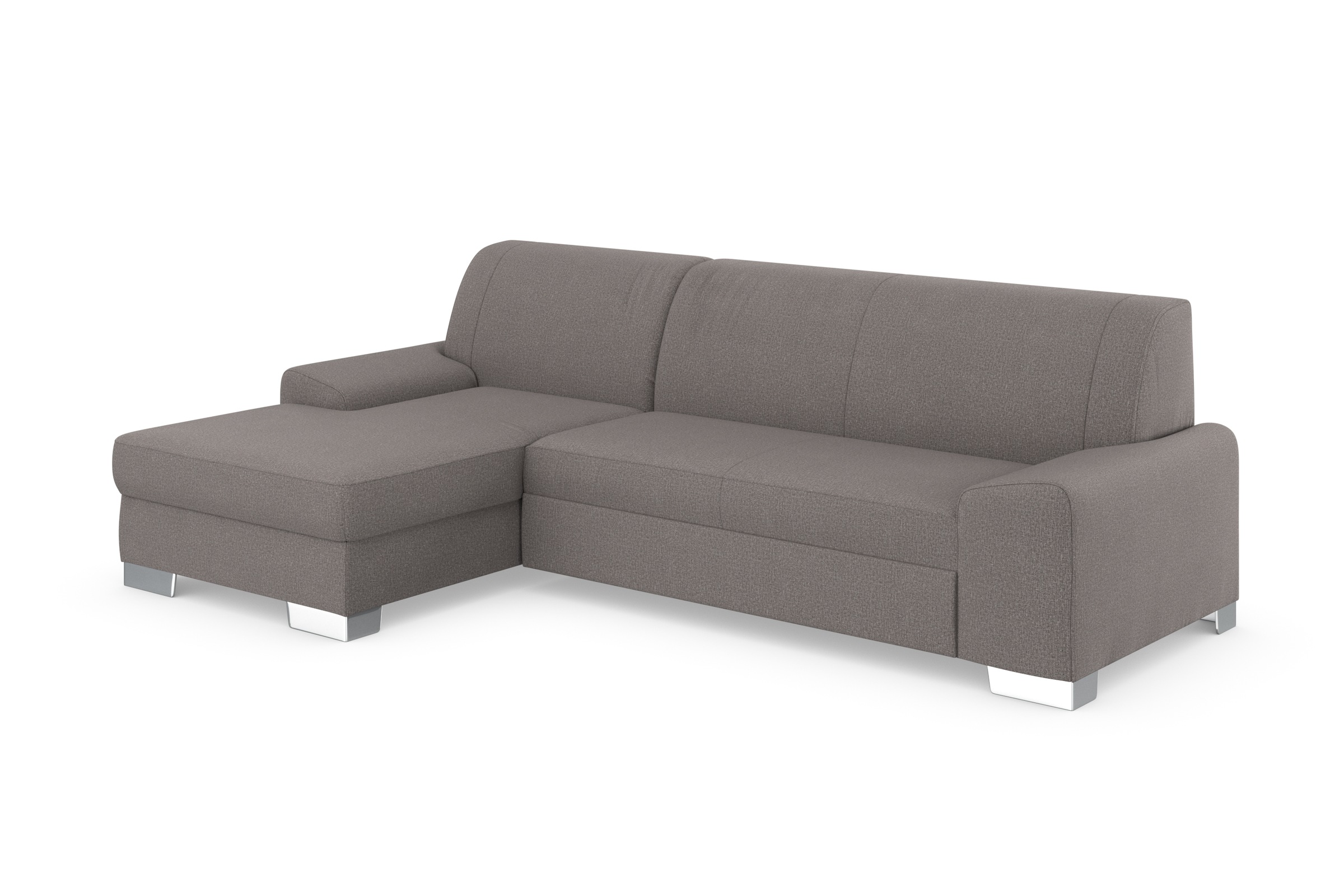 DOMO collection Ecksofa »Anzio L-Form, whlw. Bettfunktion, Federkern, hochwertig, Breite 271 cm«, Ohne Bettfunktion, Recamiere links, Feinstruktur, schlamm