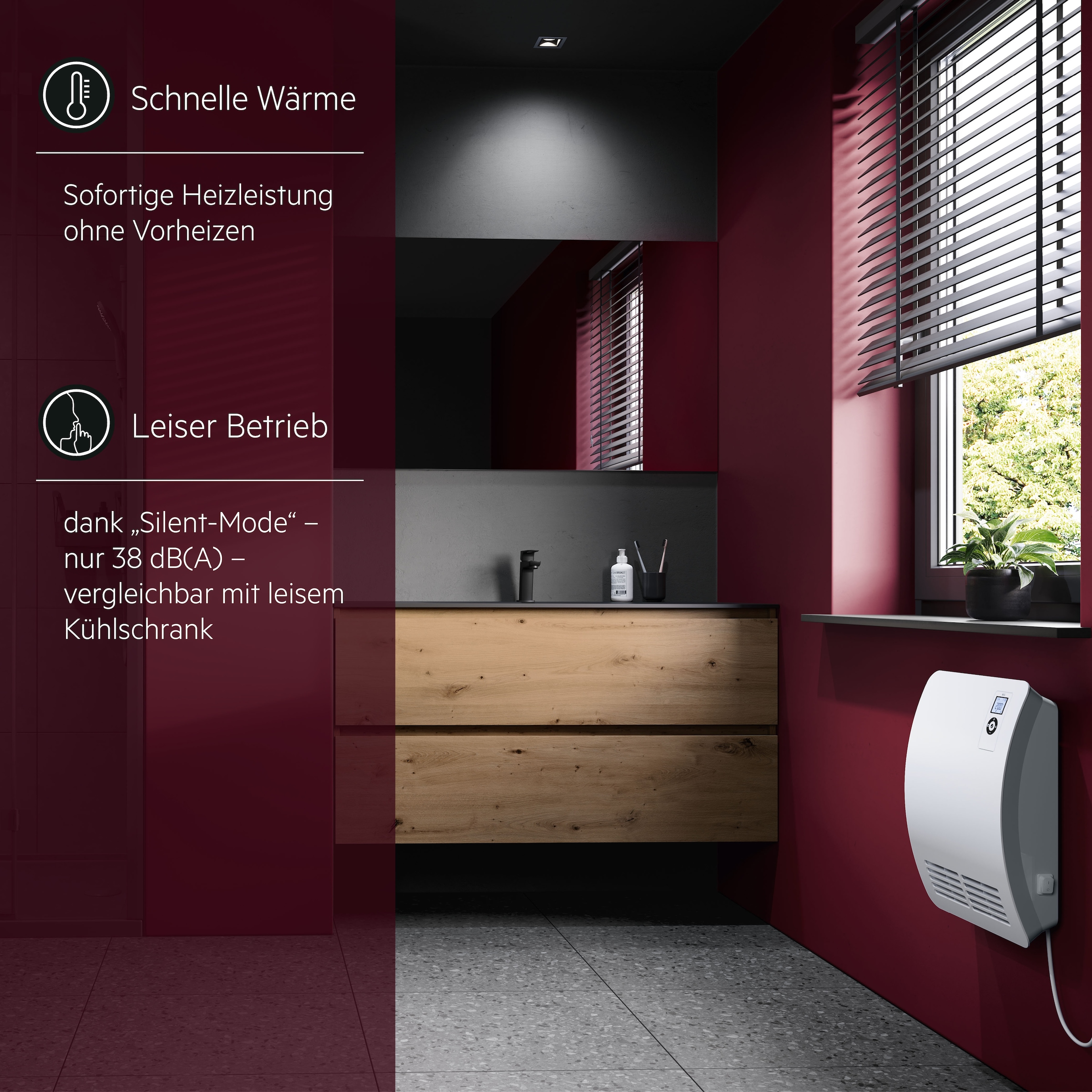 AEG Haustechnik Heizlüfter »»VH Comfort«, energiesparend, 2000W für ca. 25 m², LC-Display« Wochenzeitschaltuhr, 120 Min. Timer, Silent Mode, Bad, (EU-Stecker)