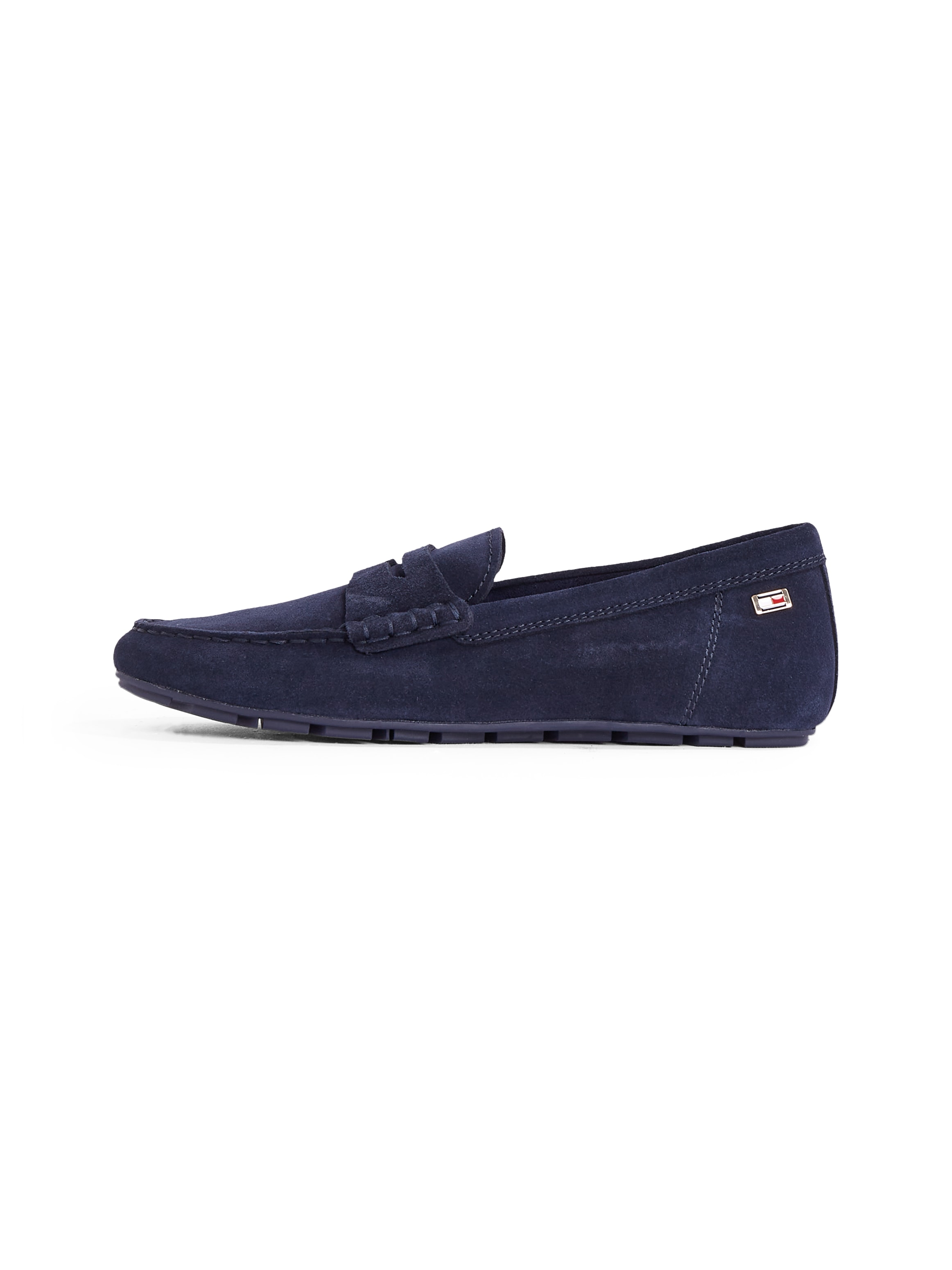 Tommy Hilfiger »FLAG SOFT SUEDE DRIVER LOAFER«  , Schlupfschuh, Bequemschuh, Mokassin, Flats mit modischen Zierriegel