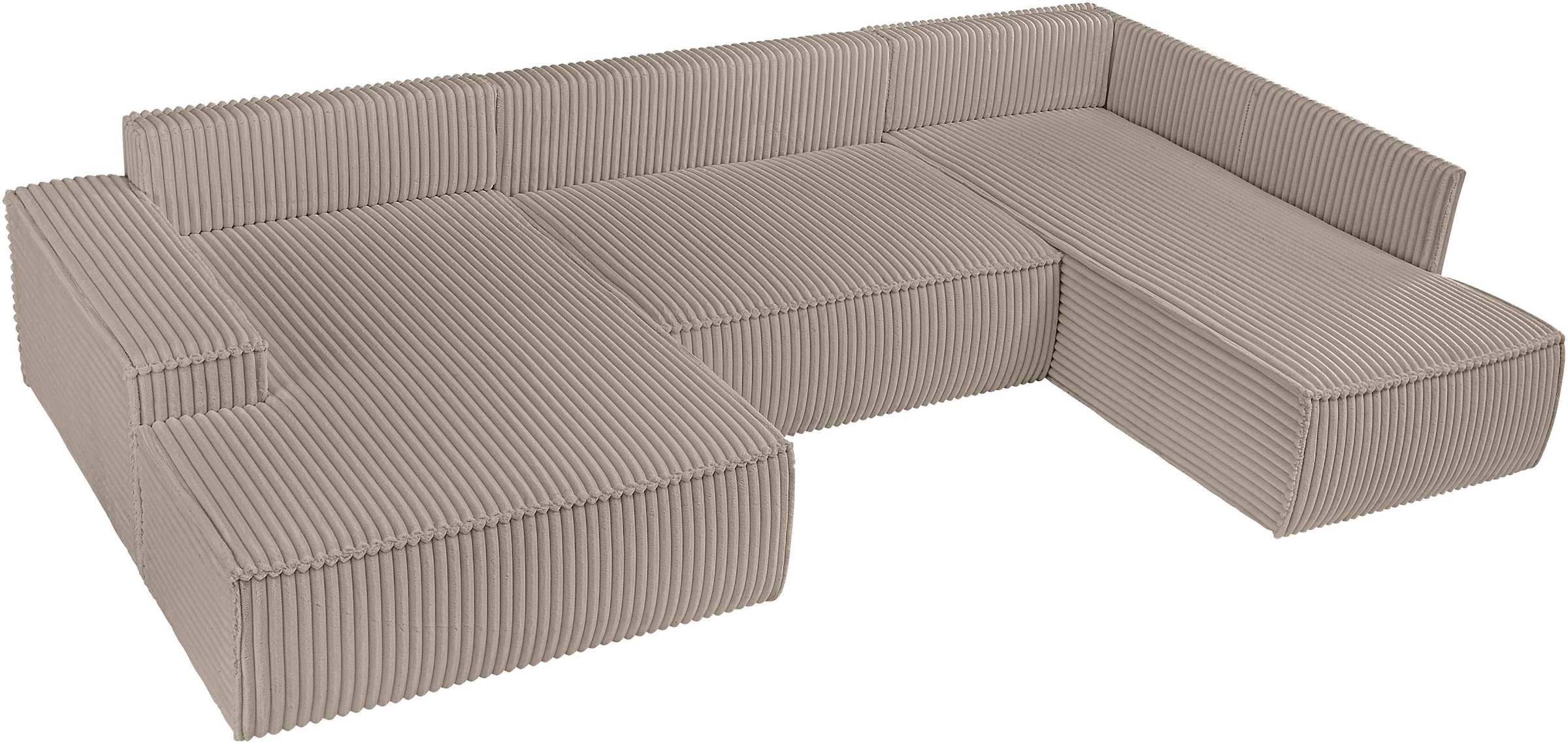 OTTO home Wohnlandschaft »FINNLEY  Cord U-Form XXL 329 cm - OTTO. Verlässliche Qualität.« Schlafsofa, Bettkasten, in Bouclé, Struktur fein und Mega Cord