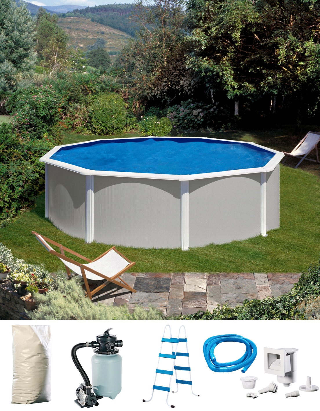 KONIFERA Rundpool »MALAGA 1«, (Set, 5 tlg.), Höhe 120 cm, in versch. Größen