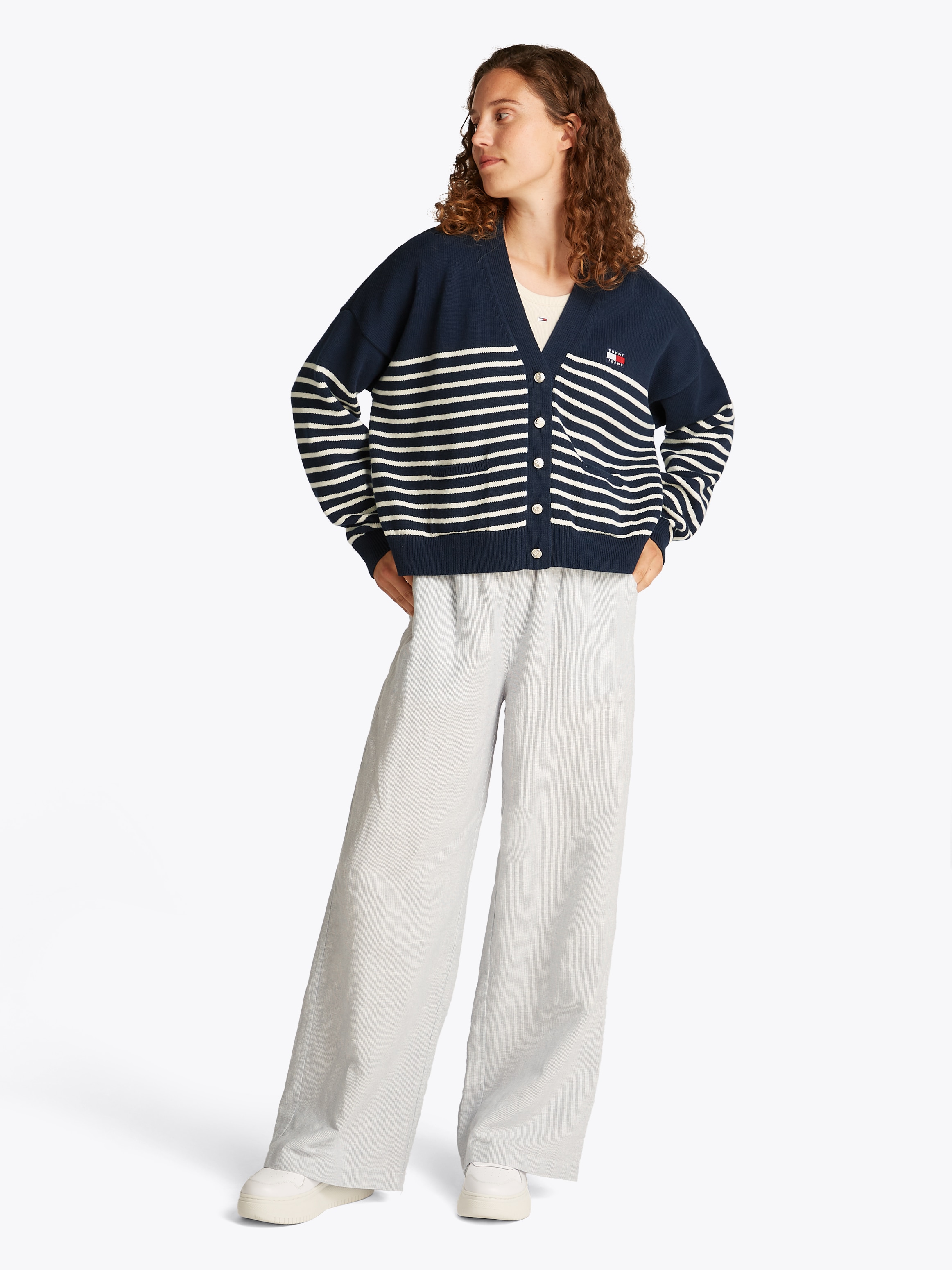 Tommy Jeans Strickjacke »TJW CABLE CARDIGAN«, mit Streifenmuster, Taschen