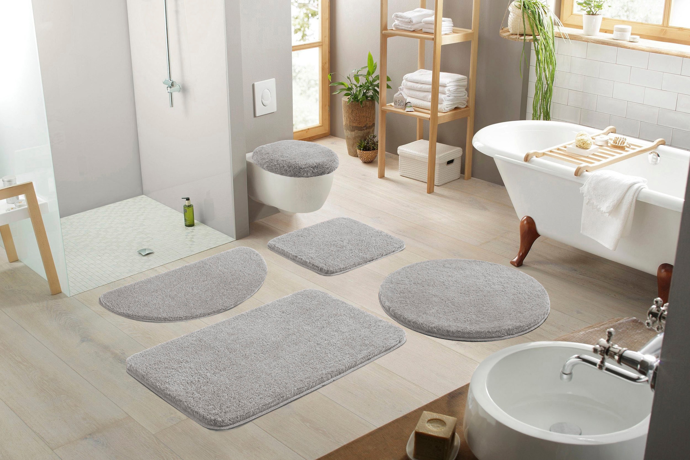 my home Badematte »Merida«, Höhe 32 mm, rutschhemmend beschichtet, fußbodenheizungsgeeignet-schnell trocknend-strapazierfähig, Badteppich, Uni Farben, rechteckig, rund & als 2-tlg. Set erhältlich