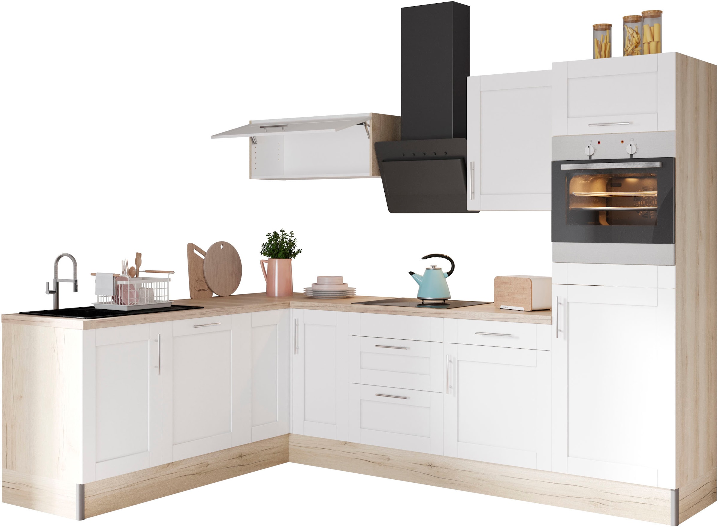 OPTIFIT Küche "Ahus" 200 x 270 cm breit, wahlweise mit E-Geräten, Soft Close Funktion