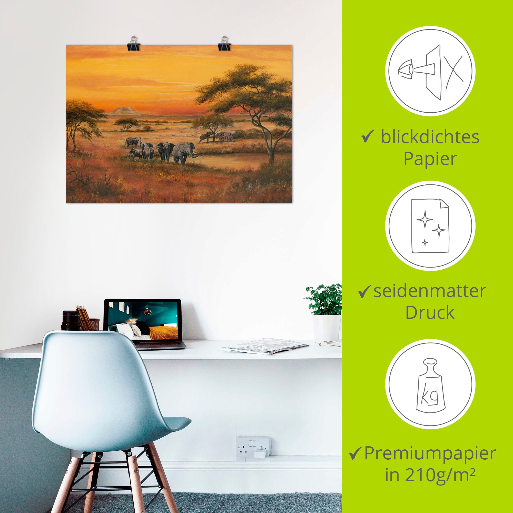 Artland Wandbild »Afrika Elefanten«, Afrika, (1 St.), als Alubild, Outdoorbild, Leinwandbild, Poster in verschied. Größen