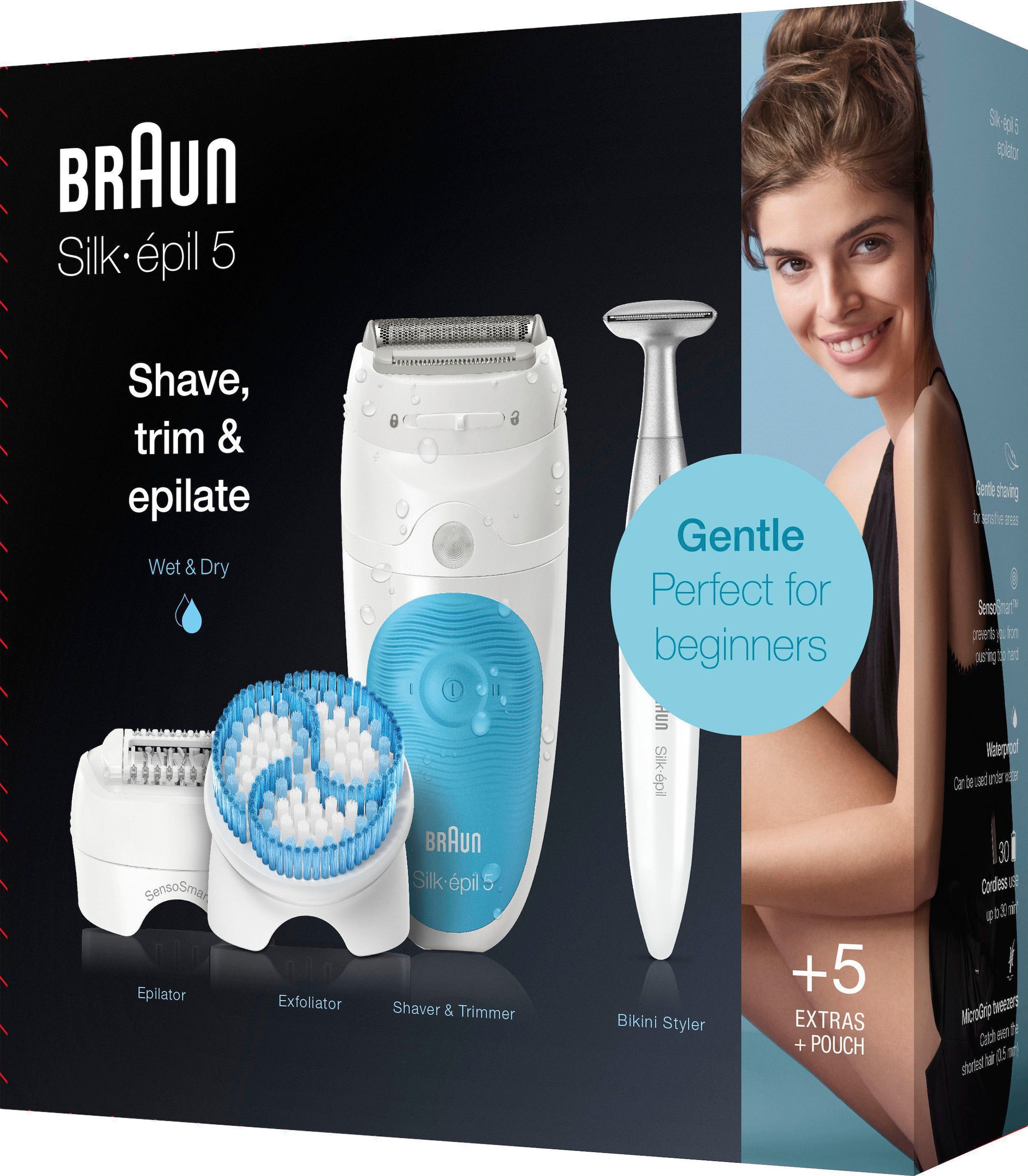 Braun Epilierer »Silk-épil 5 5-815«, Wet&Dry, Hochfrequenz-Massageaufsatz  mit 3 Jahren XXL Garantie | Epilierer