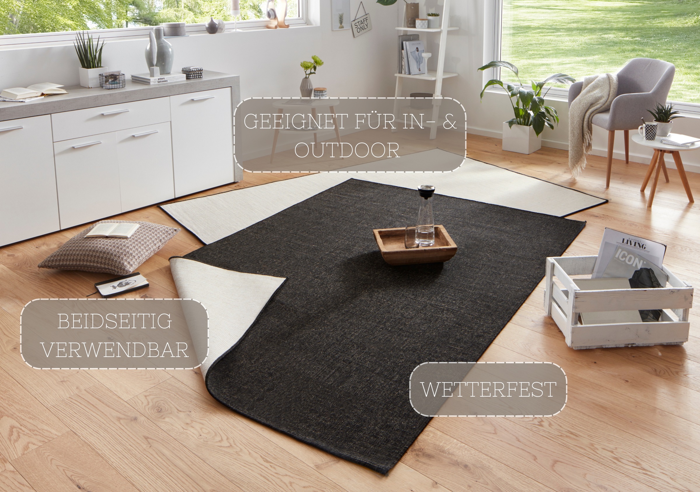 NORTHRUGS Teppich »Miami Wendeteppich« rechteckig 5 mm Höhe In-& Outdoor, Wetterfest, Balkon, Läufer, Wohnzimmer, Wasserfest