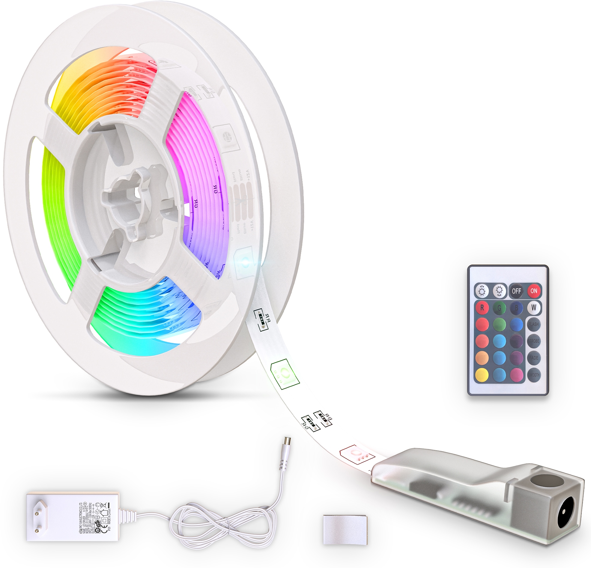 LED UNIVERSAL bestellen Fernbedienung, selbstklebend, Band 3m, kürzbar RGB, LED Farbwechsel, B.K.Licht Stripe, |