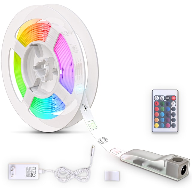 Fernbedienung, Band LED RGB, kürzbar bestellen Stripe, LED selbstklebend, UNIVERSAL | Farbwechsel, B.K.Licht 3m,
