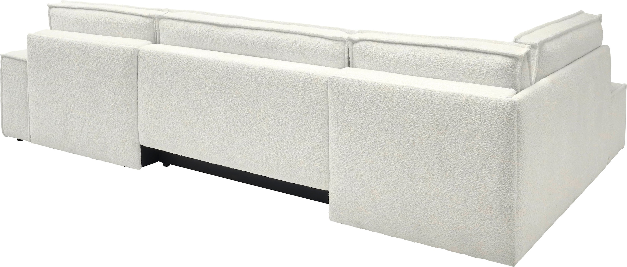 andas Wohnlandschaft »FINNLEY U-Form XXL 329 cm, Schlafsofa, Schlaffunktion m. Bettkasten«, (194/139 cm), Bouclé, Struktur und Cord