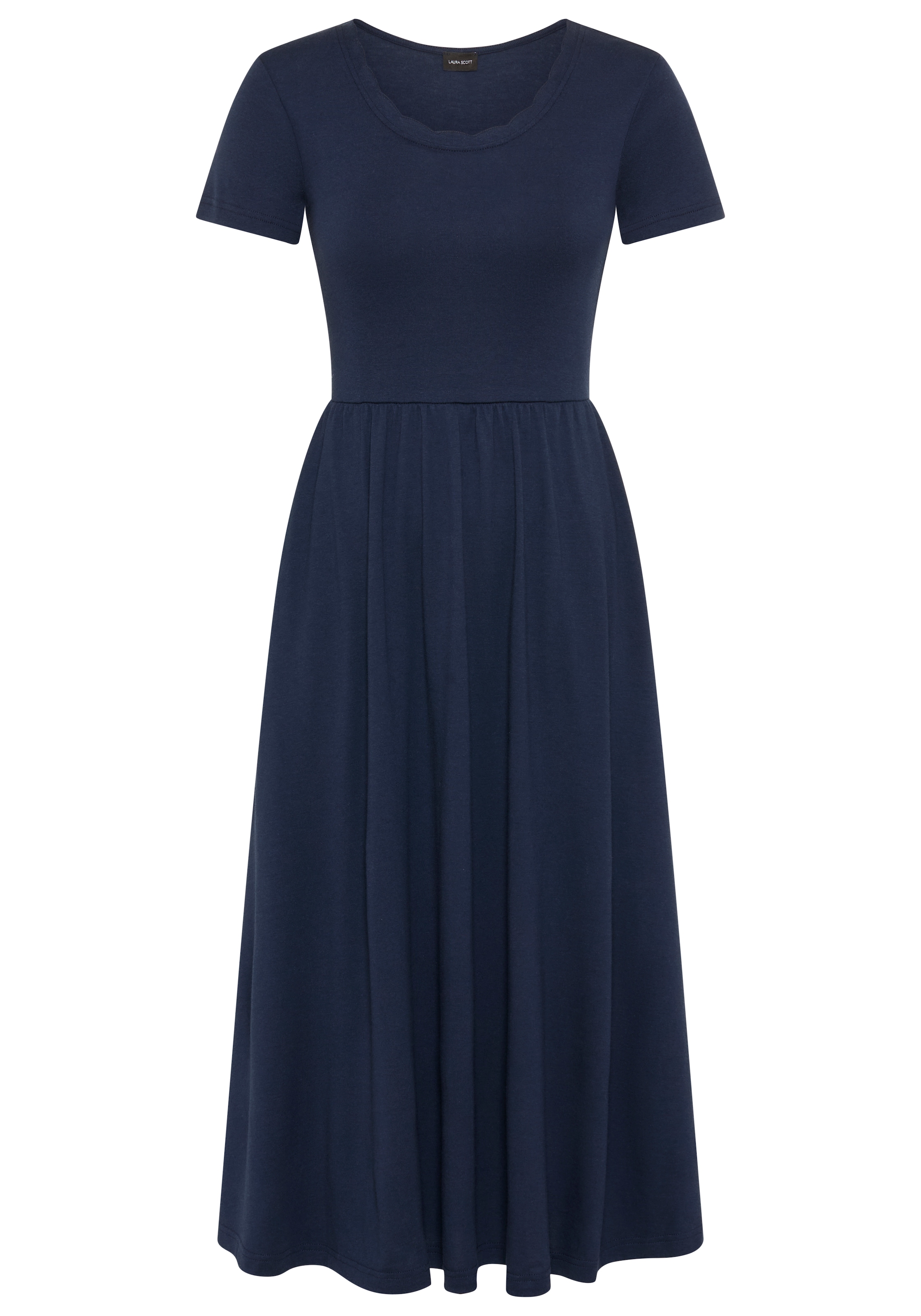 Laura Scott Midikleid Seitennahttaschen wadenlanger Schnitt, aus Baumwolle und Modal, Kurzarm, figurbetont