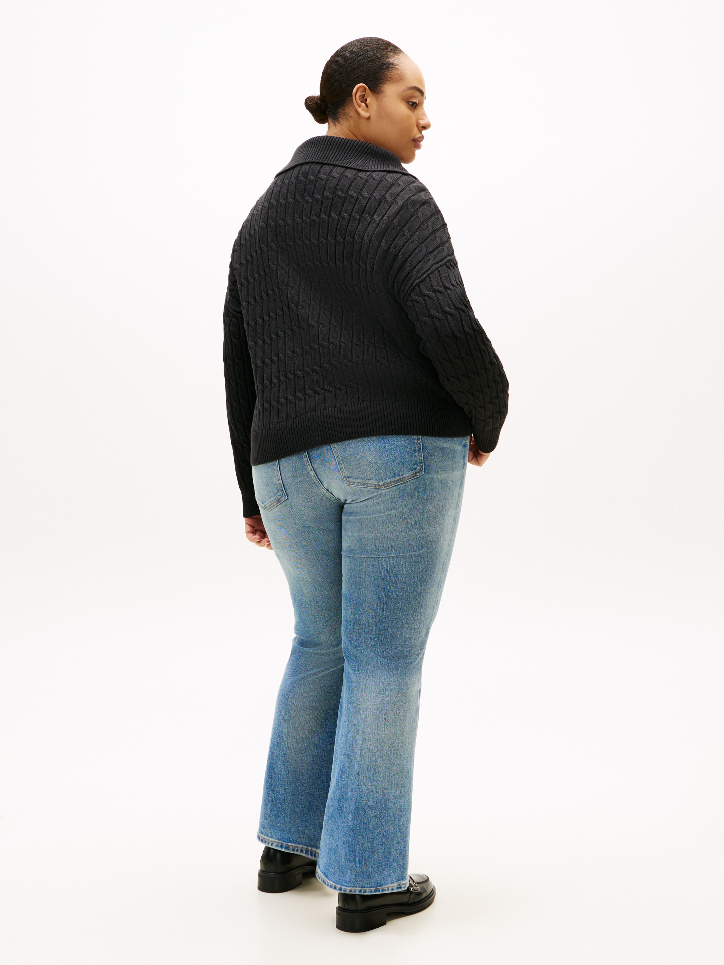 Tommy Hilfiger Curve Troyer »CRV CO CABLE MID GG 1/2 ZIP SWT« in großen Größen, mit Zopfmuster