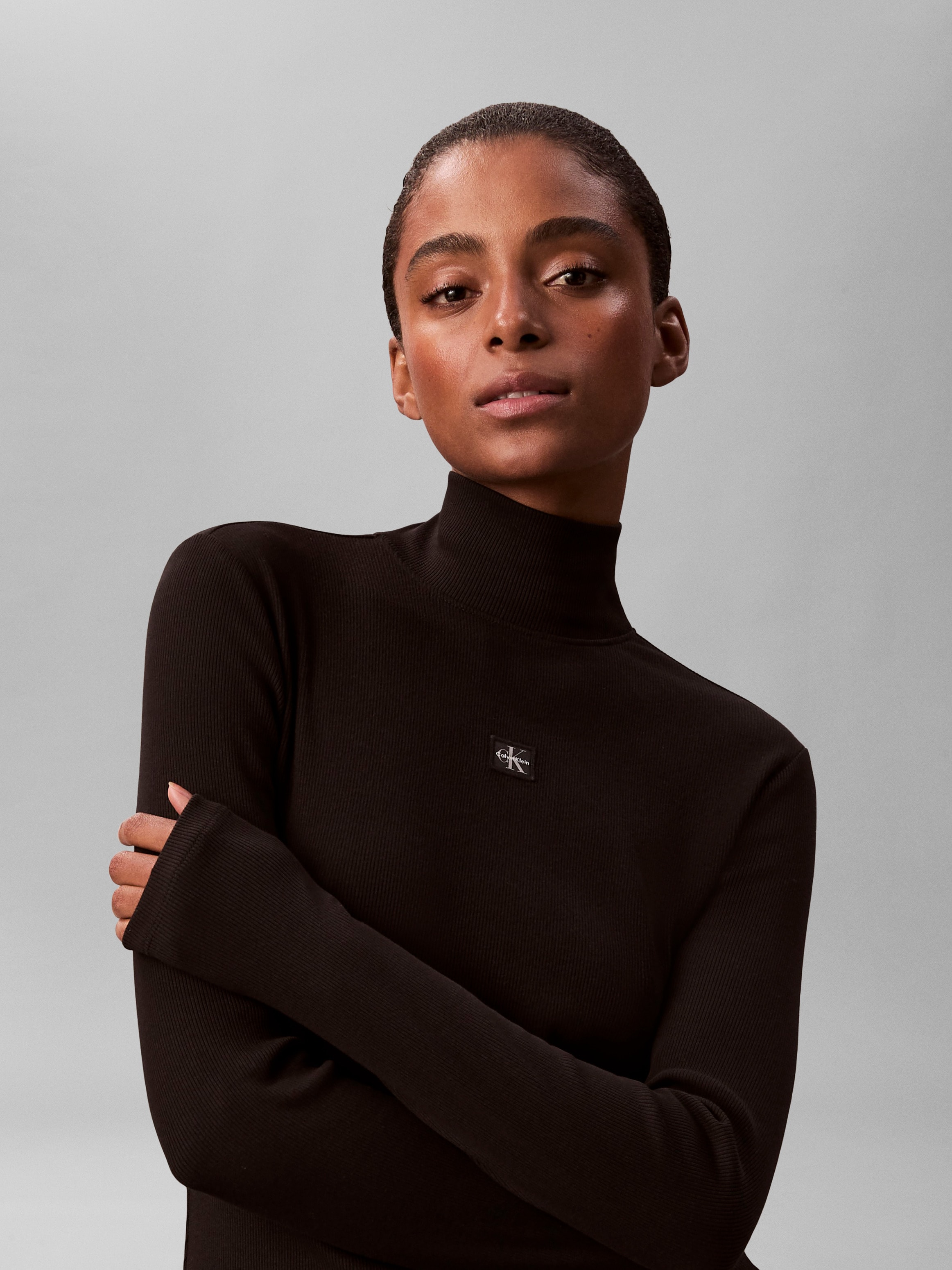 Calvin Klein Minikleid Ohne Tasche Figurbetonte Passform mit Stehkragen