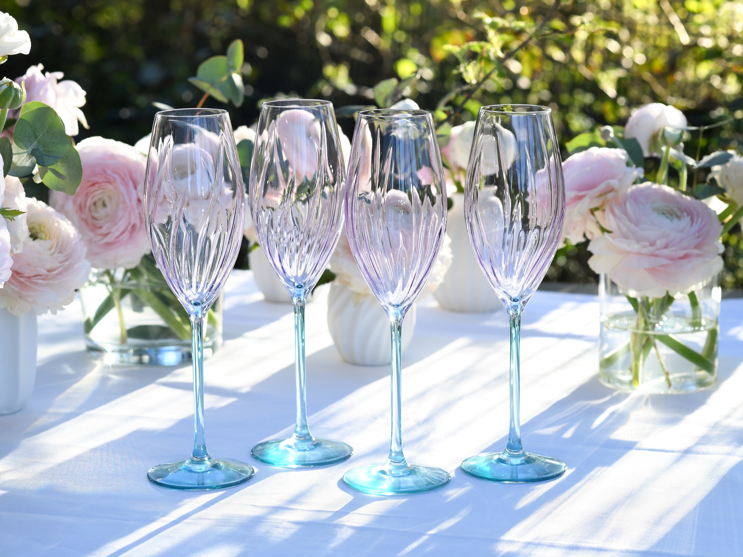 CreaTable Sektglas »Swirly Spring, Sektgläser-Set, 4-tlg.« Rillen Relief, Modern, Sommerlich, Leicht