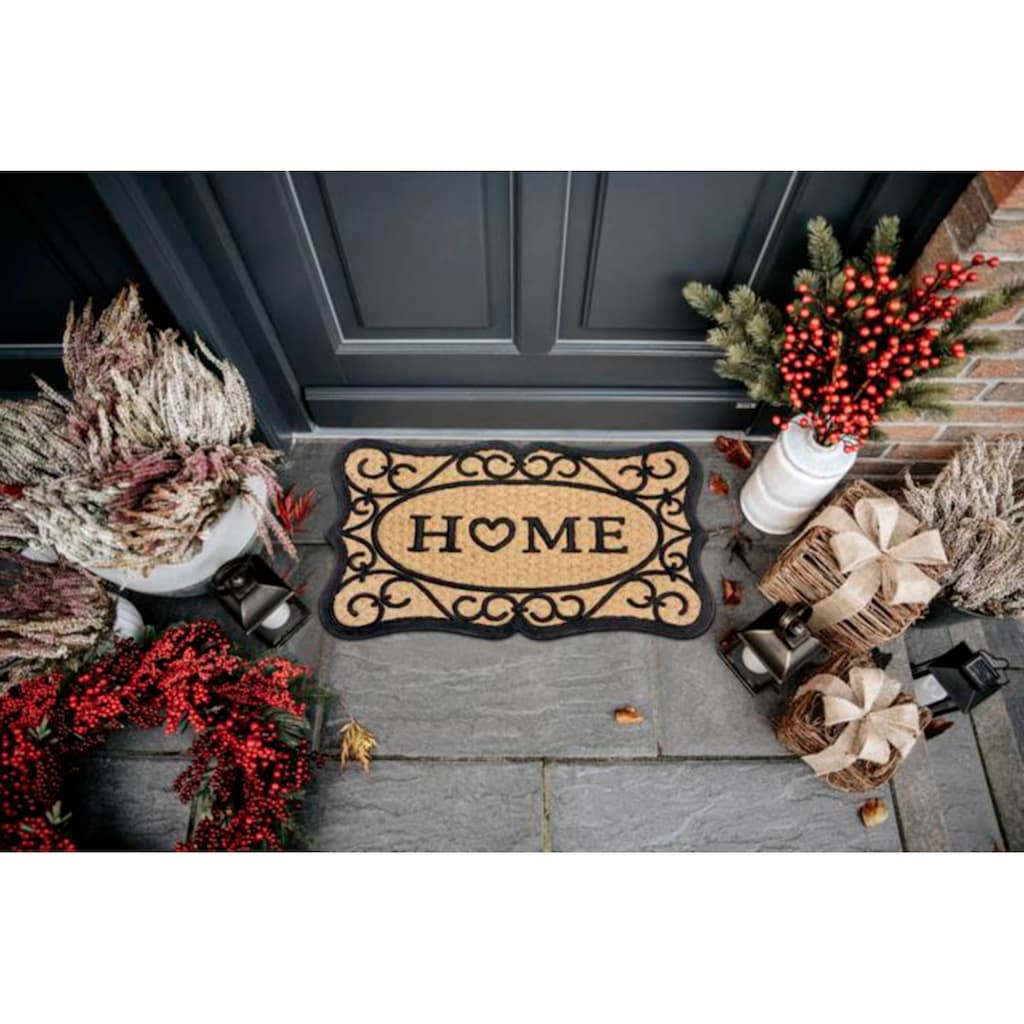 HANSE Home Fußmatte »Gummi-Kokos Heart Home Ornament«, rechteckig, Kokos, Gummi, Schmutzfangmatte, Outdoor, Rutschfest, Innen, Kokosmatte