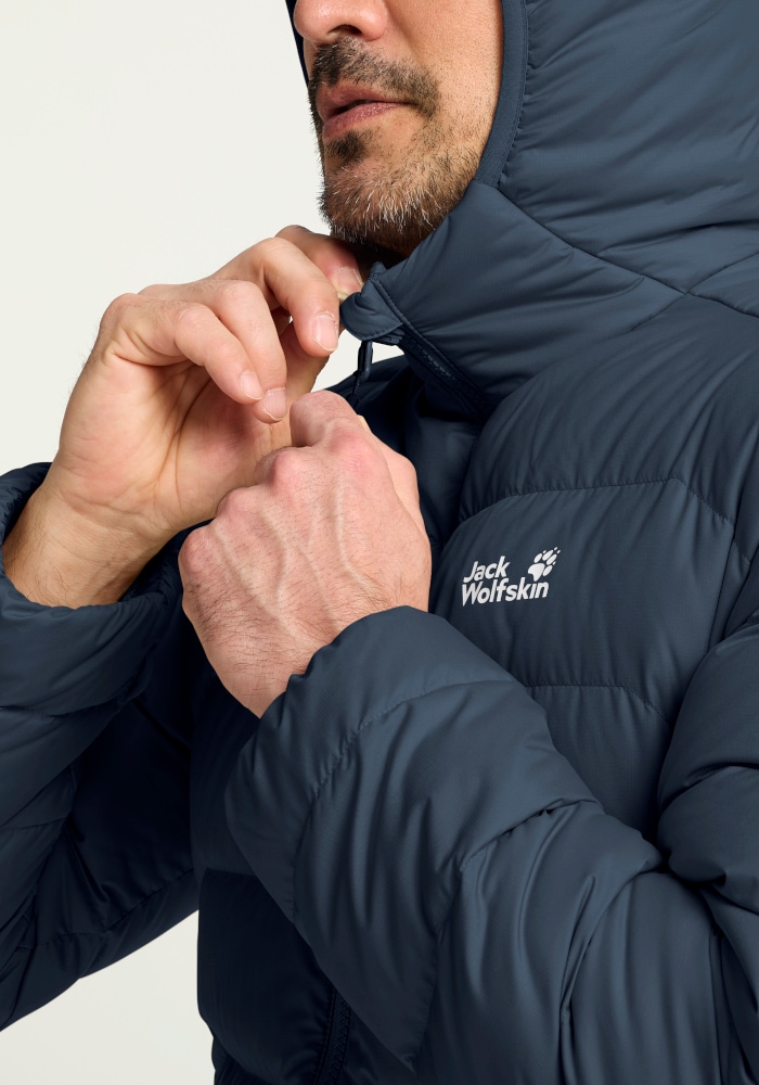 Jack Wolfskin Daunenjacke »WILD PASS DOWN HOODY M RDS« mit Kapuze mit Kapuze, 3-in-1-kompatibel, warm gefüttert
