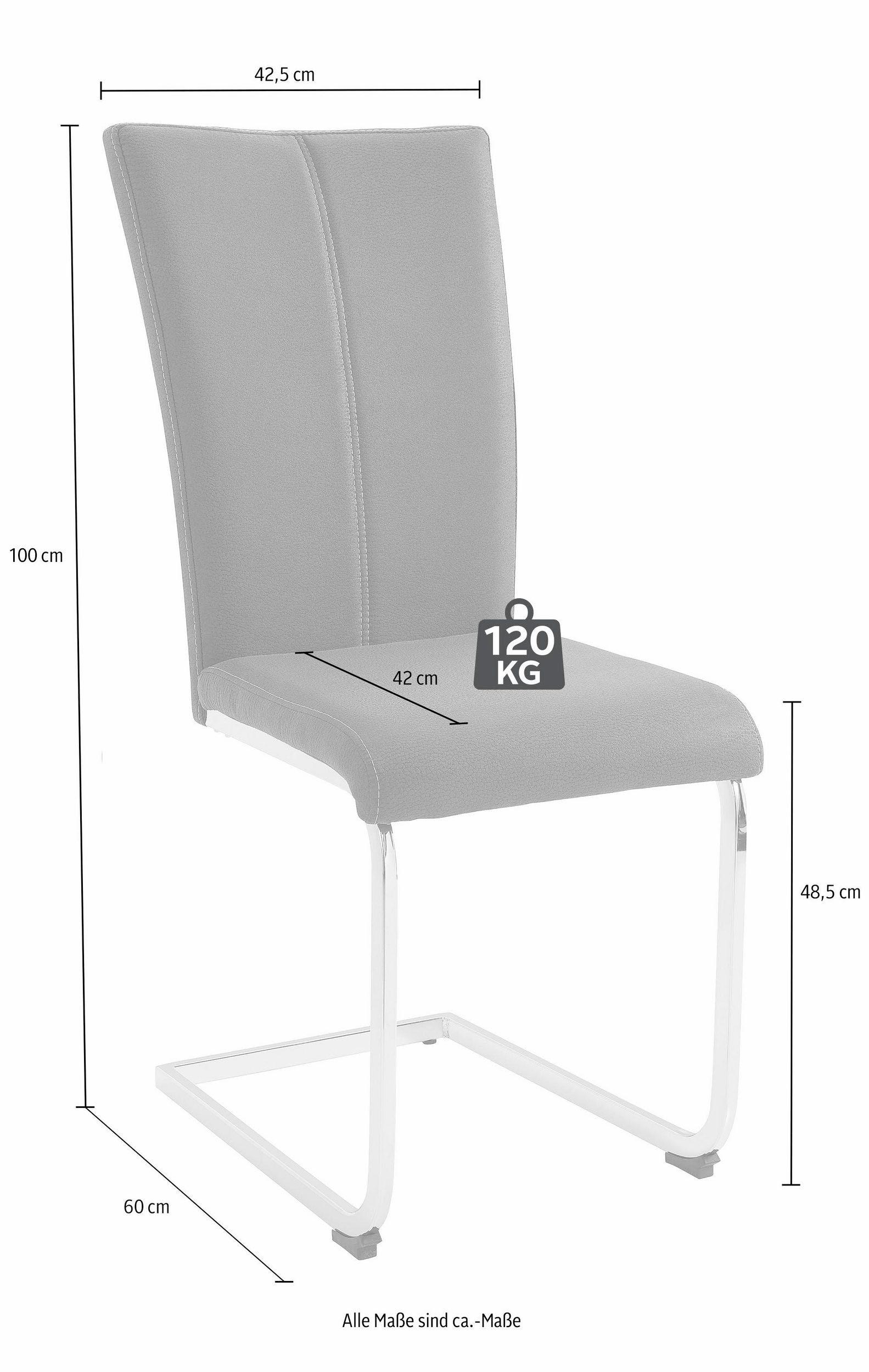 Home affaire Freischwinger »Nils«, (Set), 2 St., Strukturstoff-Feinstruktur, Stuhl belastbar bis 120 Kg, Gestell Metall im Chrom-Look oder Schwarz