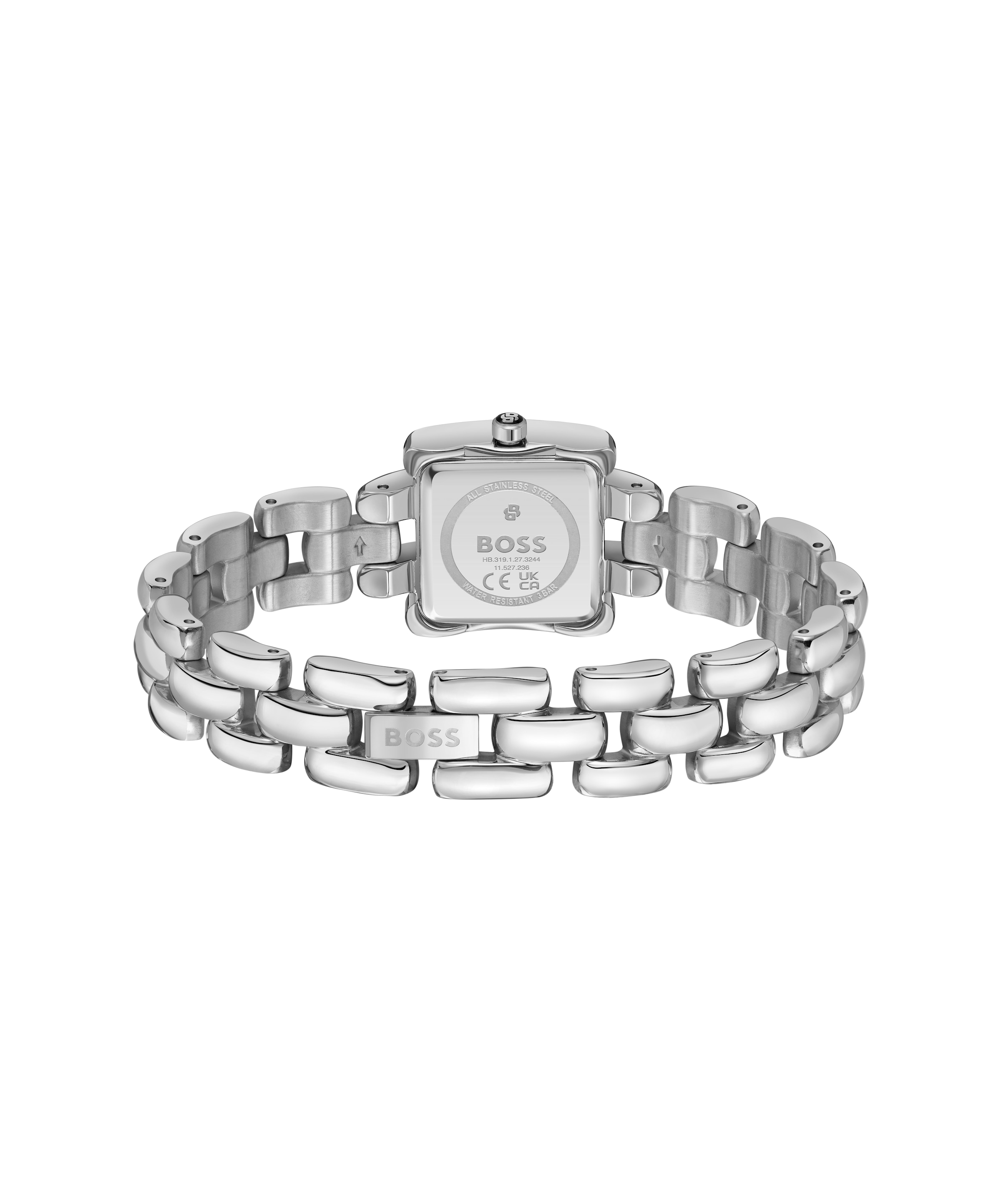 BOSS Quarzuhr »VIOLET« Armbanduhr, Damenuhr, Edelstahlarmband, analog, Glaskristalle