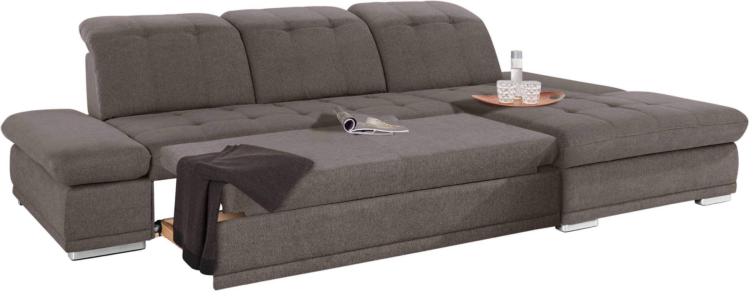 COTTA Ecksofa »Holiday L-Form mit Sitztiefen-, Armteil- und Kopfteilverstellung«, wahlweise mit Bettfunktion & Bettkasten