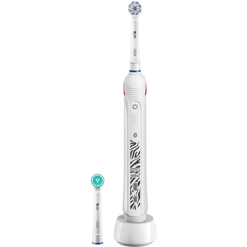 Oral B Elektrische Zahnbürste »Teen White«, 2 St. Aufsteckbürsten, mit visueller Andruckkontrolle