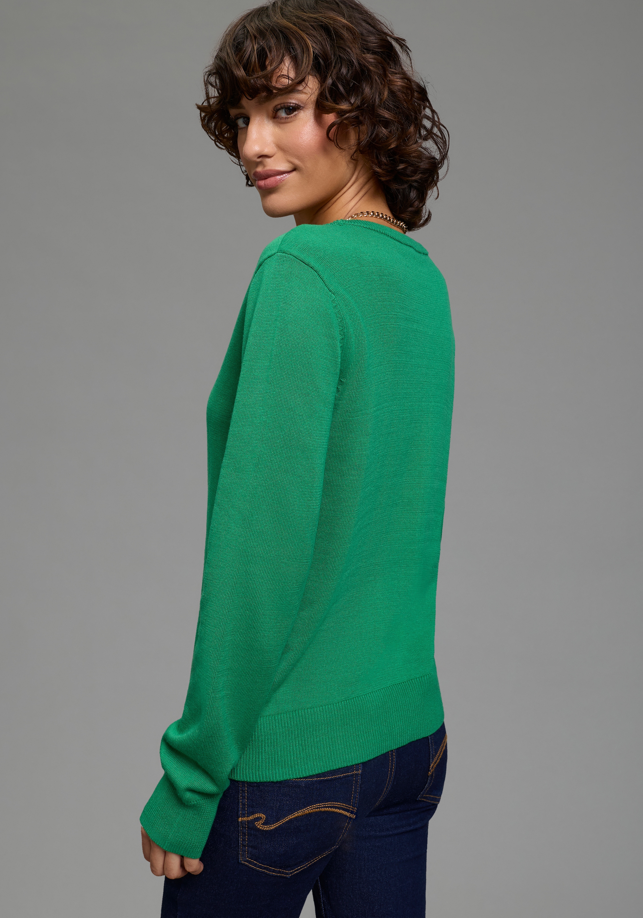 Flashlights Strickjacke mit V-Ausschnitt und Knopfleiste