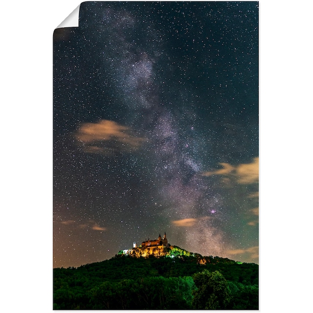 Alubild, Sternenhimmel, der Poster Leinwandbild, vom bequem (1 Artland »Milchstraße kaufen als über oder Bilder Größen Hohenzollern«, Wandaufkleber versch. Burg in Wandbild St.),