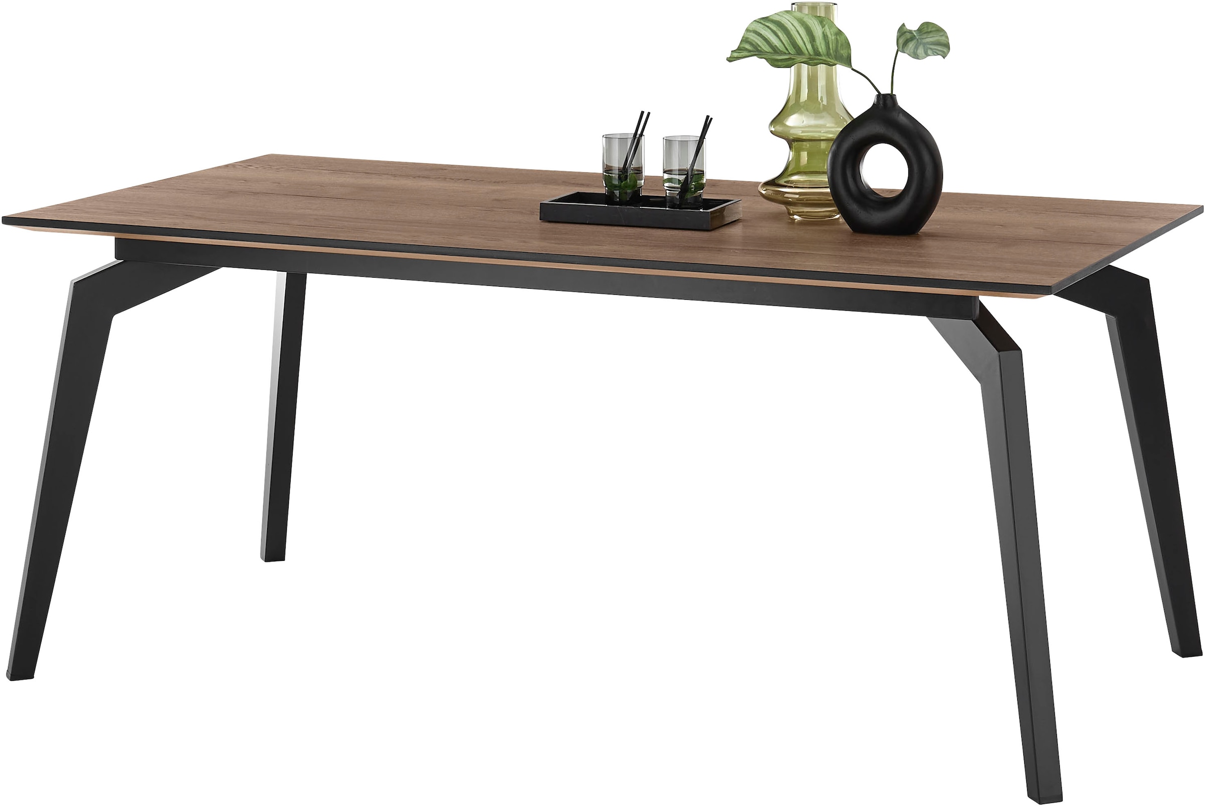 set one by Musterring Esstisch »Kent« Tischplatte Halifax tabak, schweizer Kante, 4-Fuß-Gestell in schwarz
