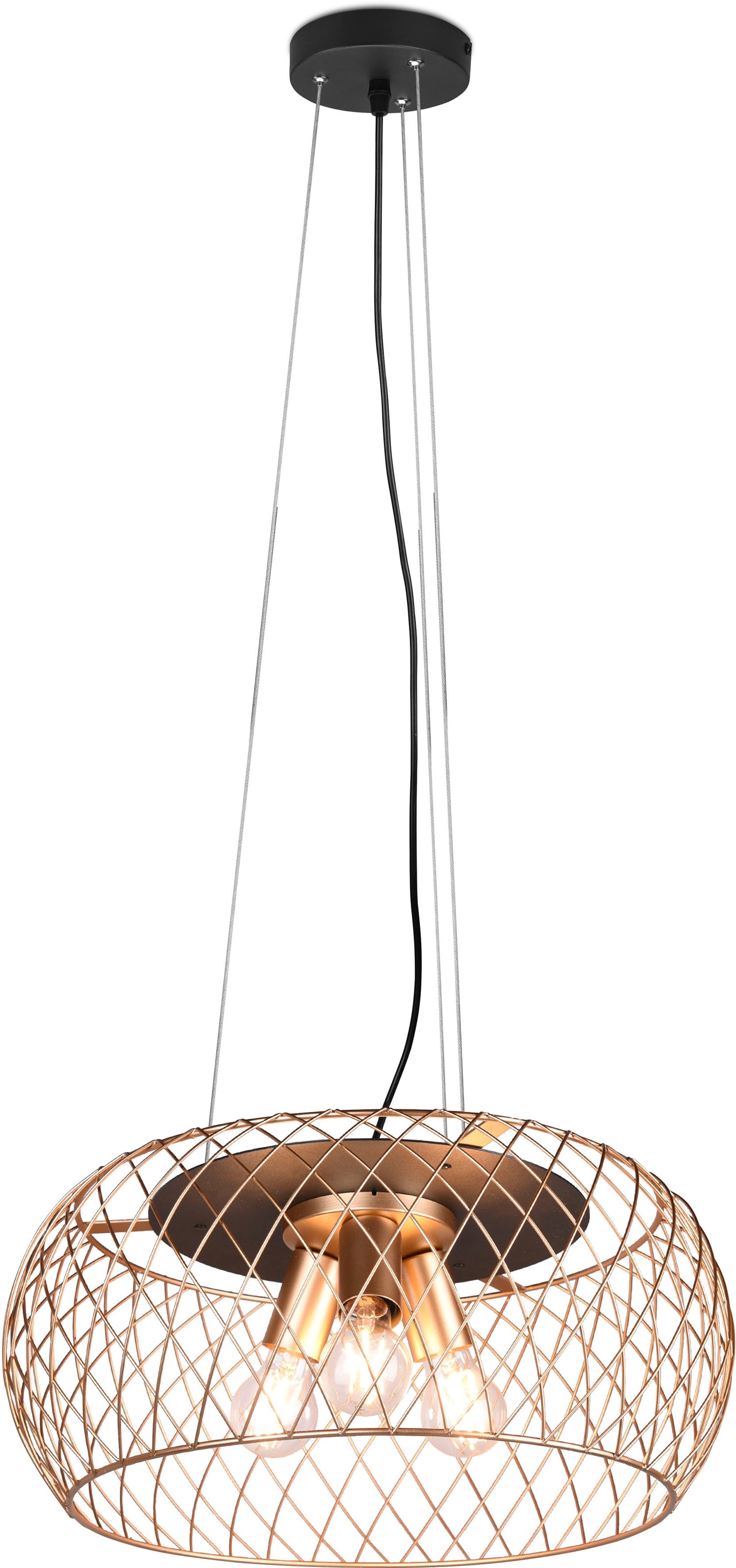TRIO Leuchten Pendelleuchte »Tamil«, 3 flammig, Leuchtmittel E27 | ohne Leuchtmittel, Hängelampe höhenverstellbar, exkl 3x E27 max 40W, Metallschirm
