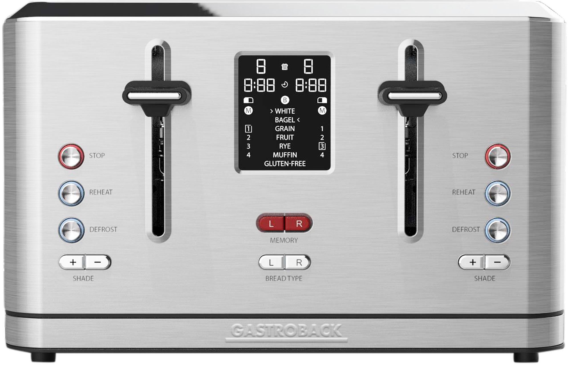 Gastroback Toaster »42396 Design Digital 4S« 4 kurze Schlitze für 4 Scheiben 1900 W