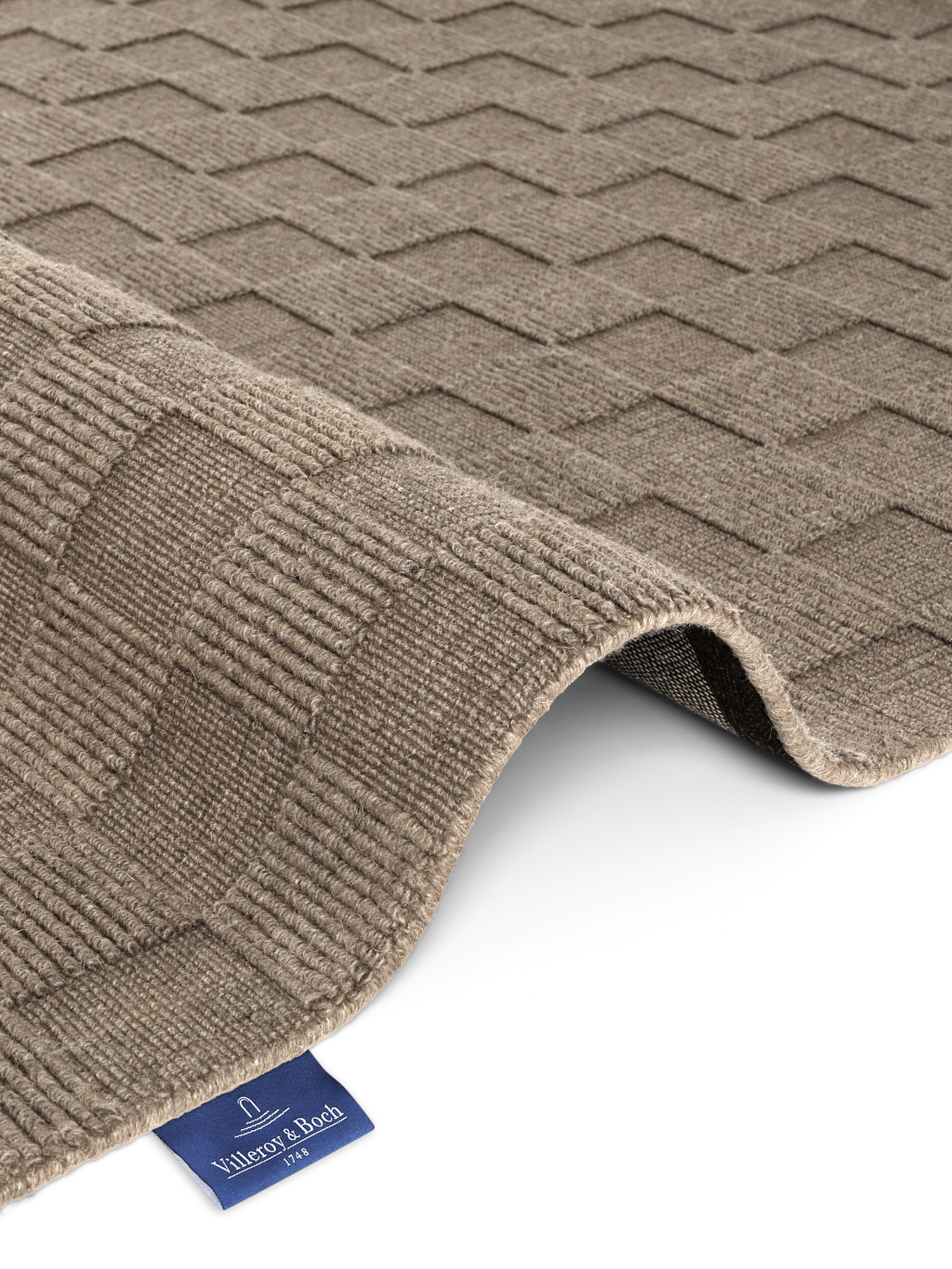 Villeroy & Boch Wollteppich »Scala« rechteckig 10 mm Höhe Handgewebt, Wolle, Kariert, Natur, 3D-Struktur, Karo, Wohnzimmer