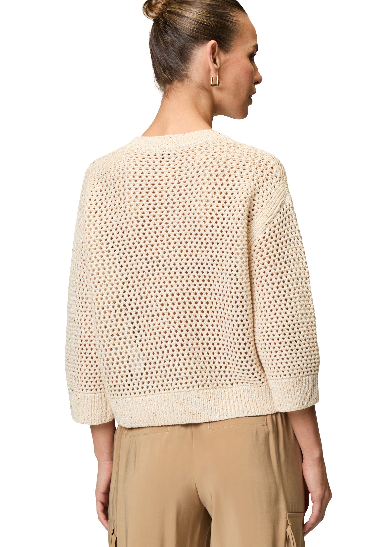 Zero Rundhalspullover »Grobstrickpullover mit Glitzer«