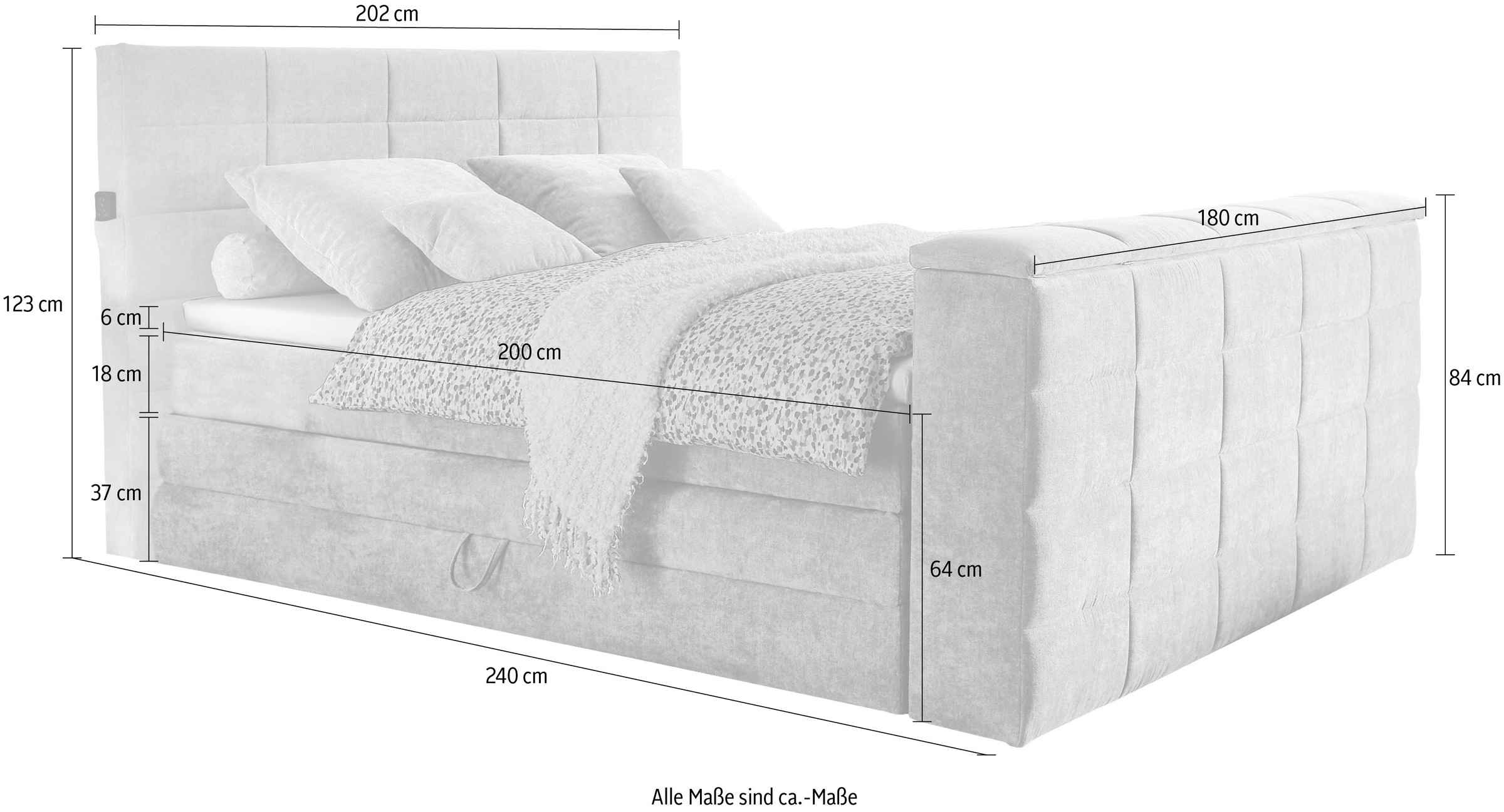 ED EXCITING DESIGN Boxspringbett »Denver«, mir motorisierter TV-Halterung bis 40 Zoll, Duo-Matratze und Bettkasten