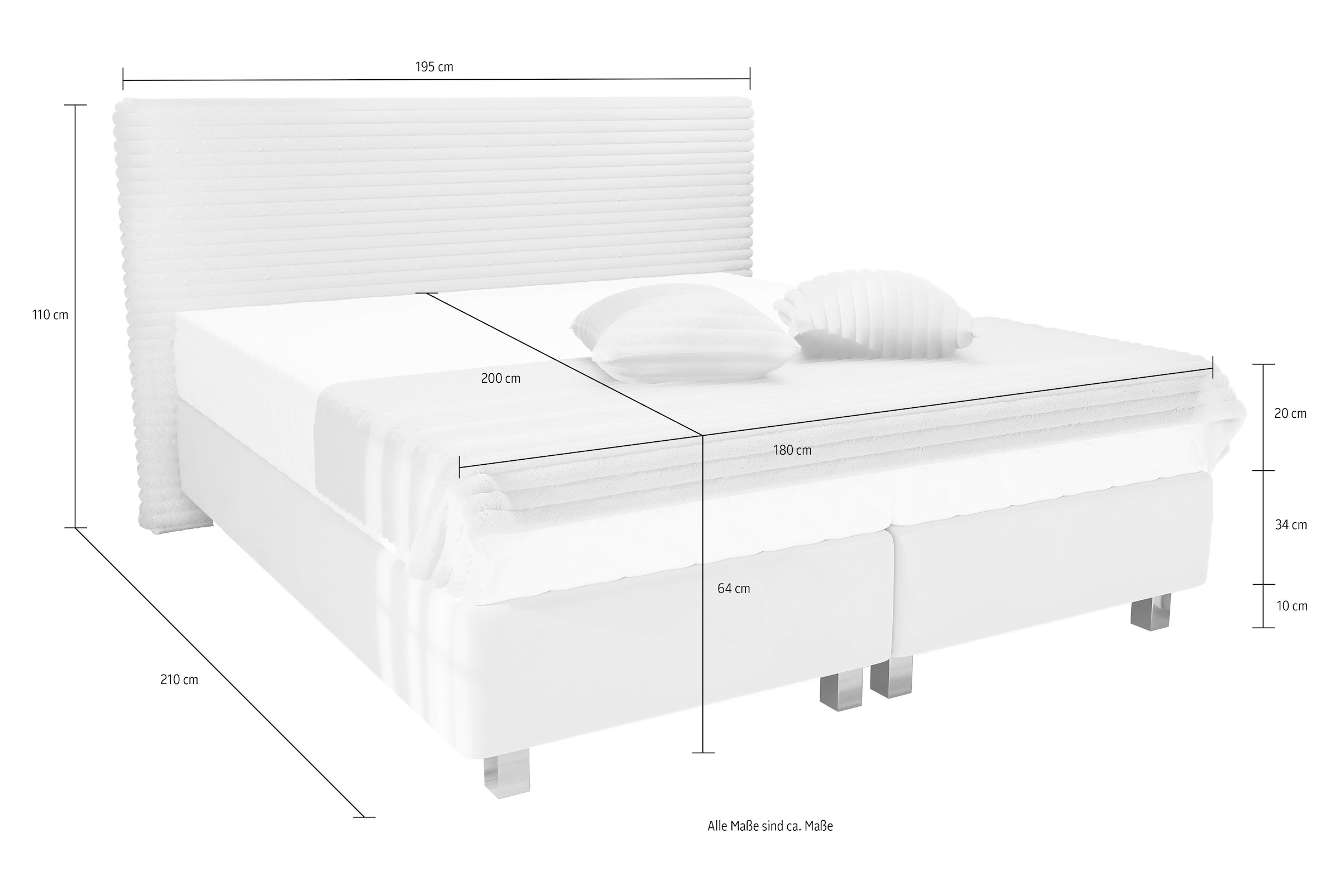 Westfalia Schlafkomfort Boxspringbett »Sven«, inkl. Zierkissen, wahlweise mit und ohne Kaltschaum-Topper